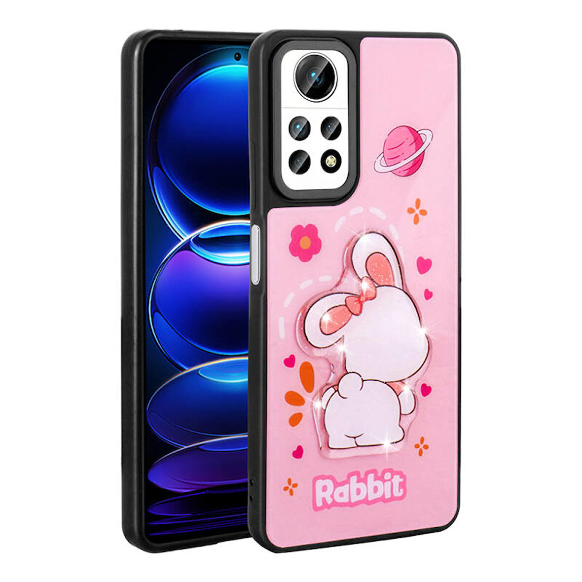 Redmi Note 12 Pro 4G Kılıf Kabartma Parlak Figürlü Şık Amas Premium Silikon Kapak