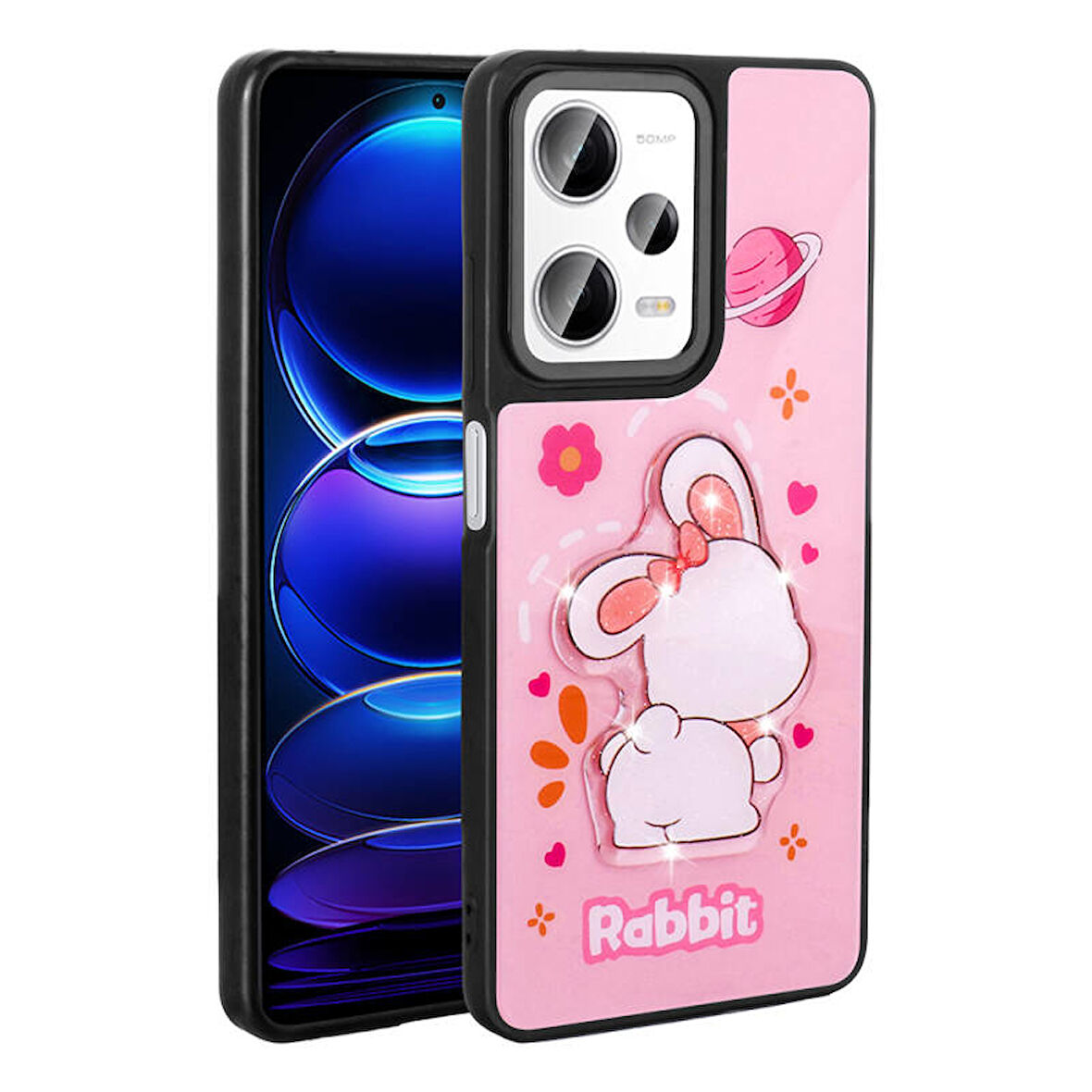 Redmi Note 12 Pro 5G Kılıf Kabartma Parlak Figürlü Şık Amas Premium Silikon Kapak