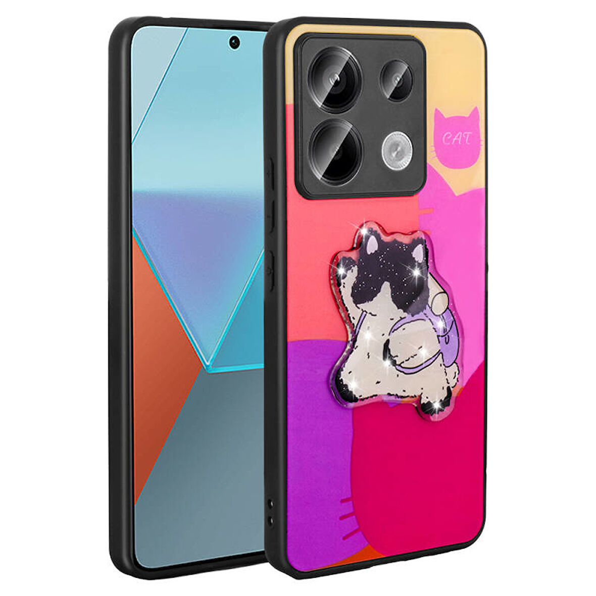 Redmi Note 13 Pro 5G Kılıf Kabartma Parlak Figürlü Şık Amas Premium Silikon Kapak
