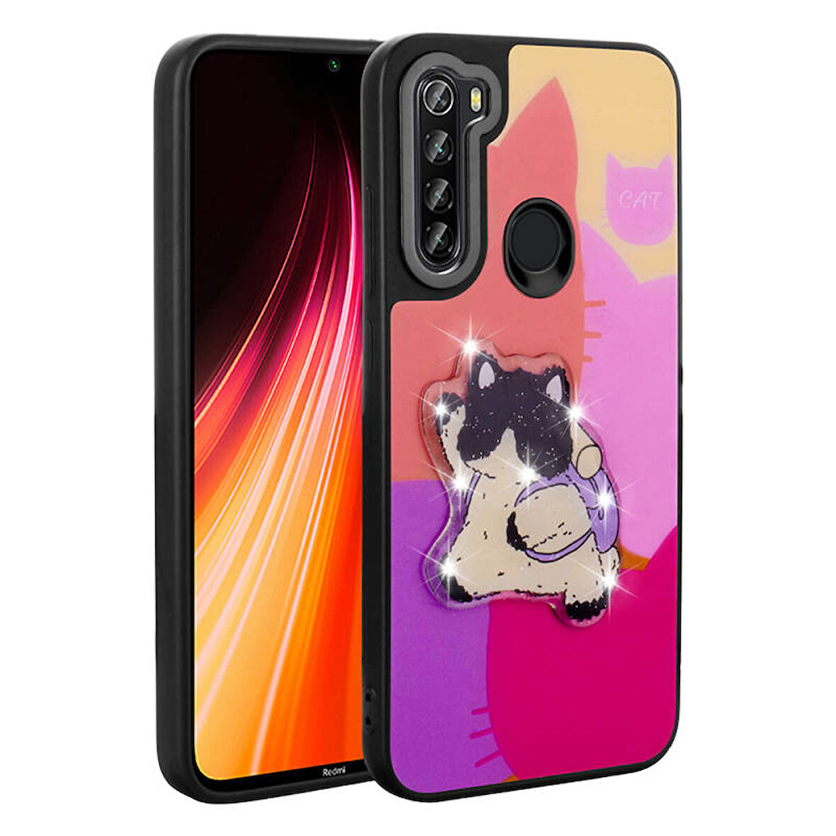 Redmi Note 8 Kılıf Kabartma Parlak Figürlü Şık Amas Premium Silikon Kapak