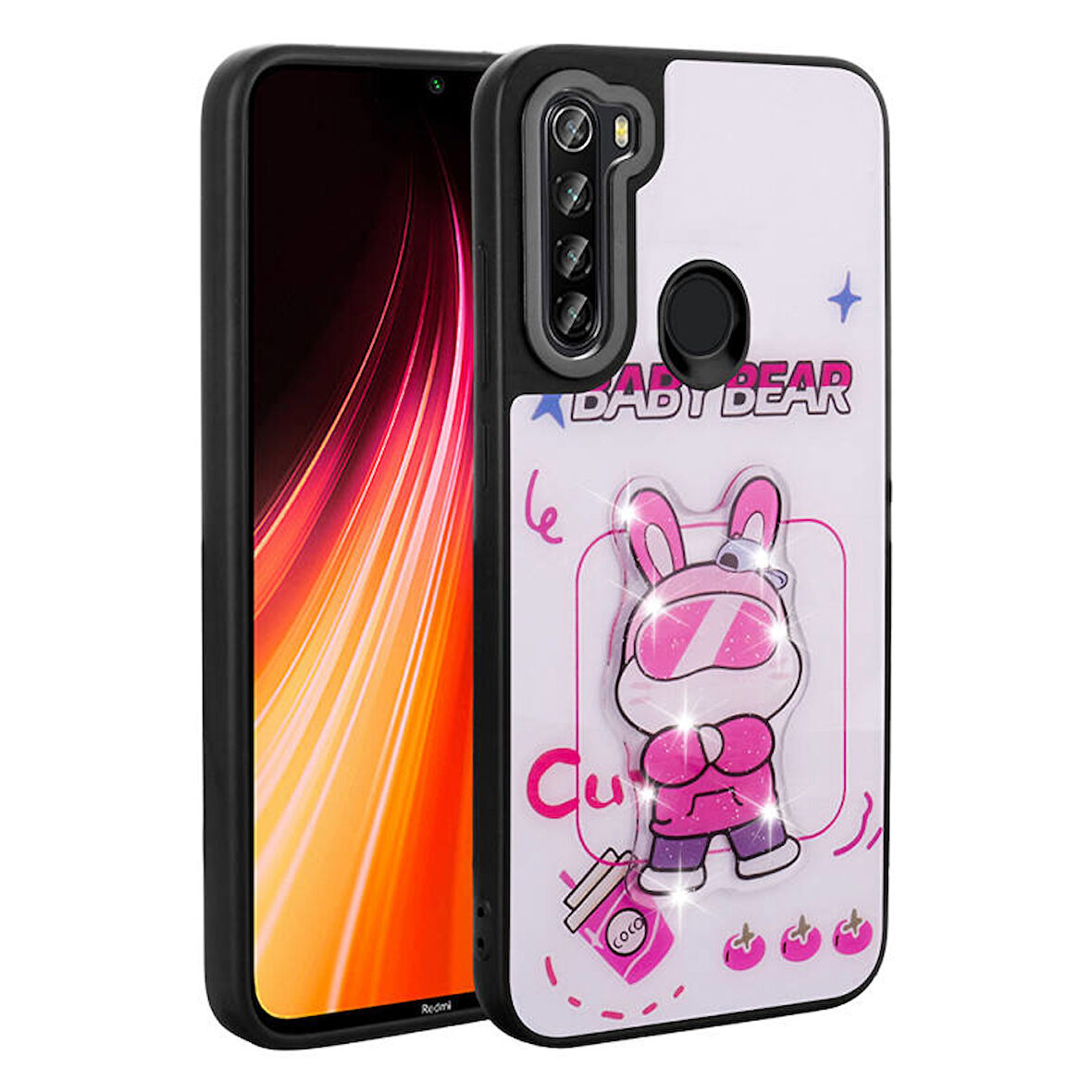 Redmi Note 8 Kılıf Kabartma Parlak Figürlü Şık Amas Premium Silikon Kapak