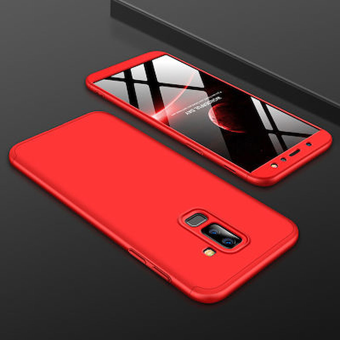 Galaxy A6 Plus 2018 Kılıf 3 Parçalı Tam Koruma Şık Astrea Premium Sert Kapak