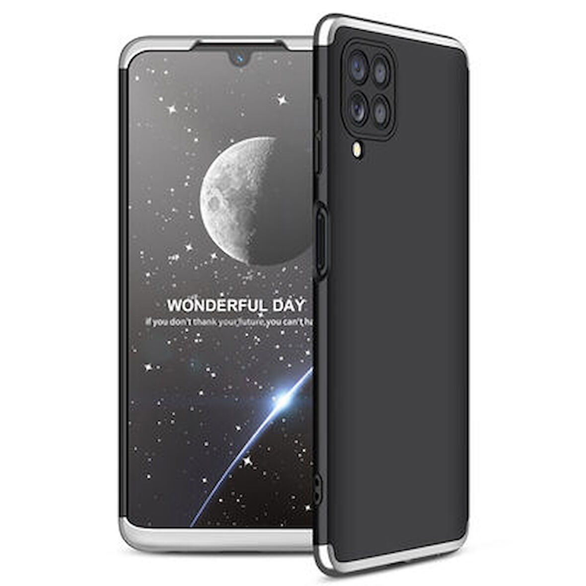 Galaxy M22 Kılıf 3 Parçalı Tam Koruma Şık Astrea Premium Sert Kapak