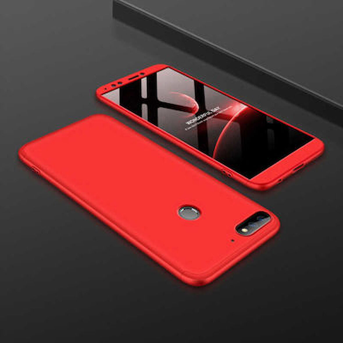 Huawei Y7 2018 Kılıf 3 Parçalı Tam Koruma Şık Astrea Premium Sert Kapak