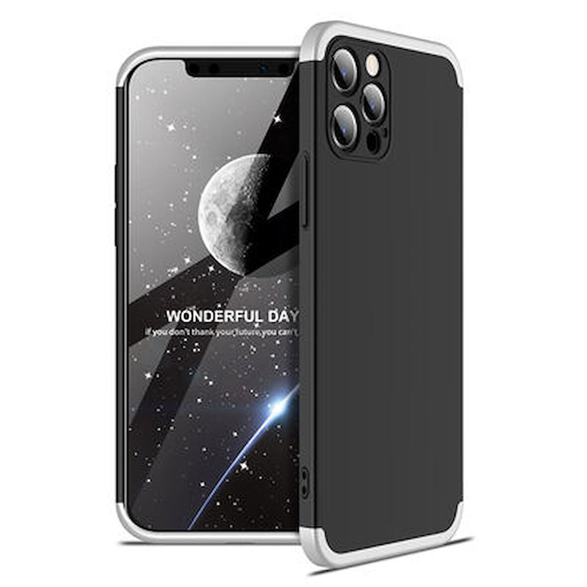 iPhone 12 Pro Kılıf 3 Parçalı Tam Koruma Şık Astrea Premium Sert Kapak