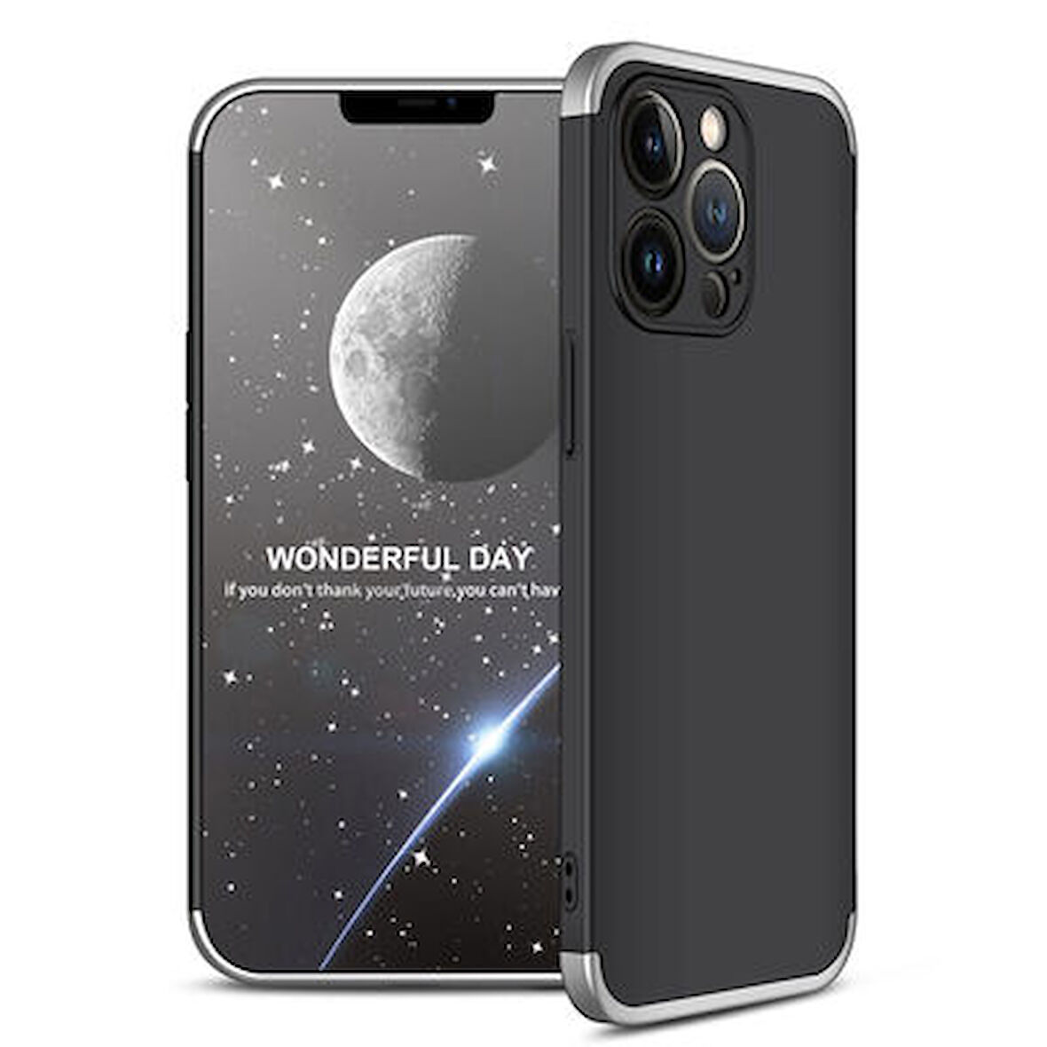 iPhone 13 Pro Kılıf 3 Parçalı Tam Koruma Şık Astrea Premium Sert Kapak