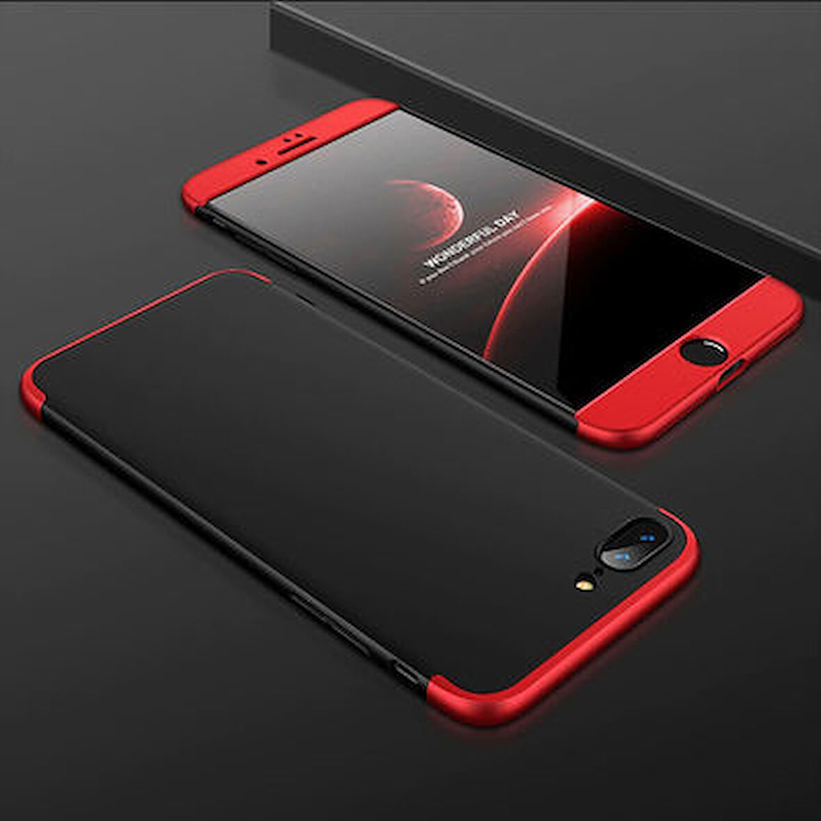iPhone 8 Plus Kılıf 3 Parçalı Tam Koruma Şık Astrea Premium Sert Kapak