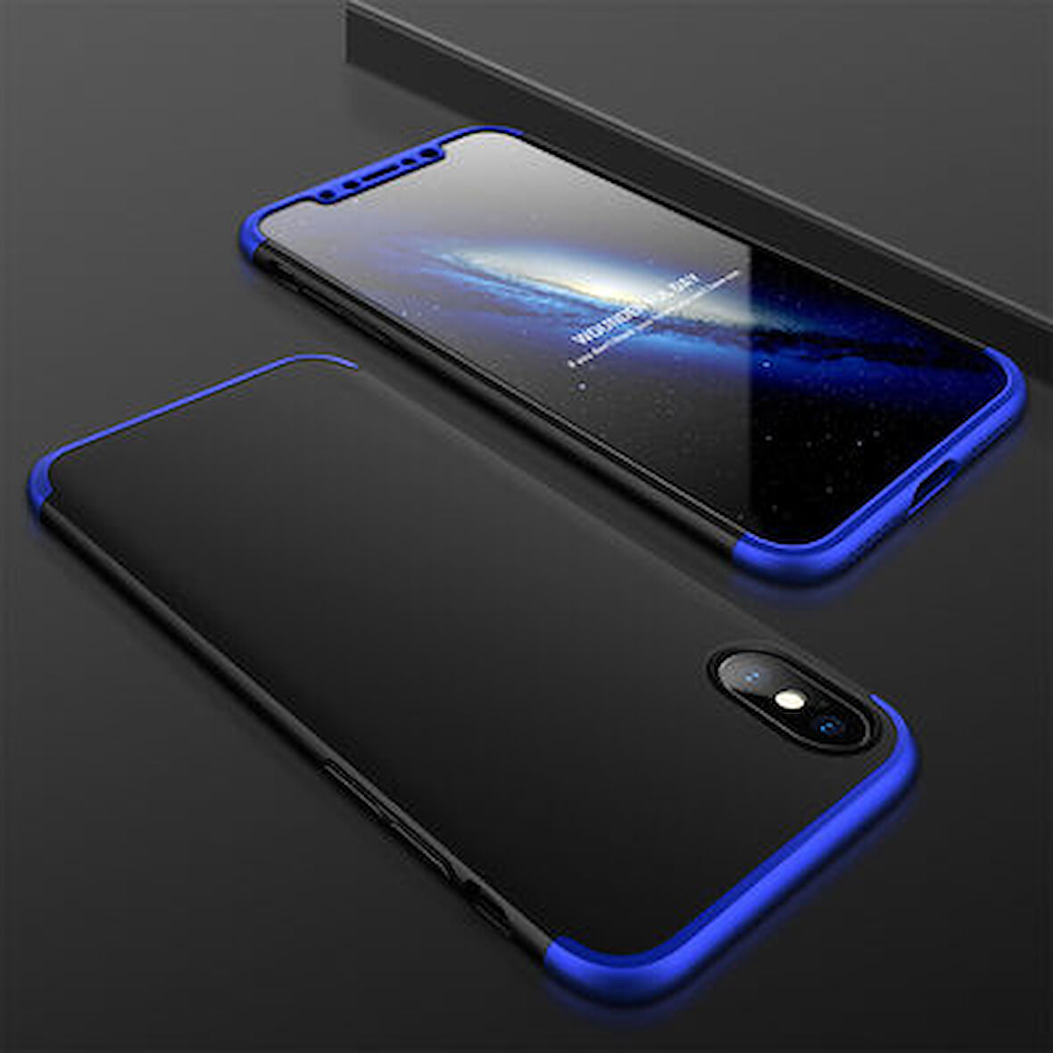 iPhone X Kılıf 3 Parçalı Tam Koruma Şık Astrea Premium Sert Kapak