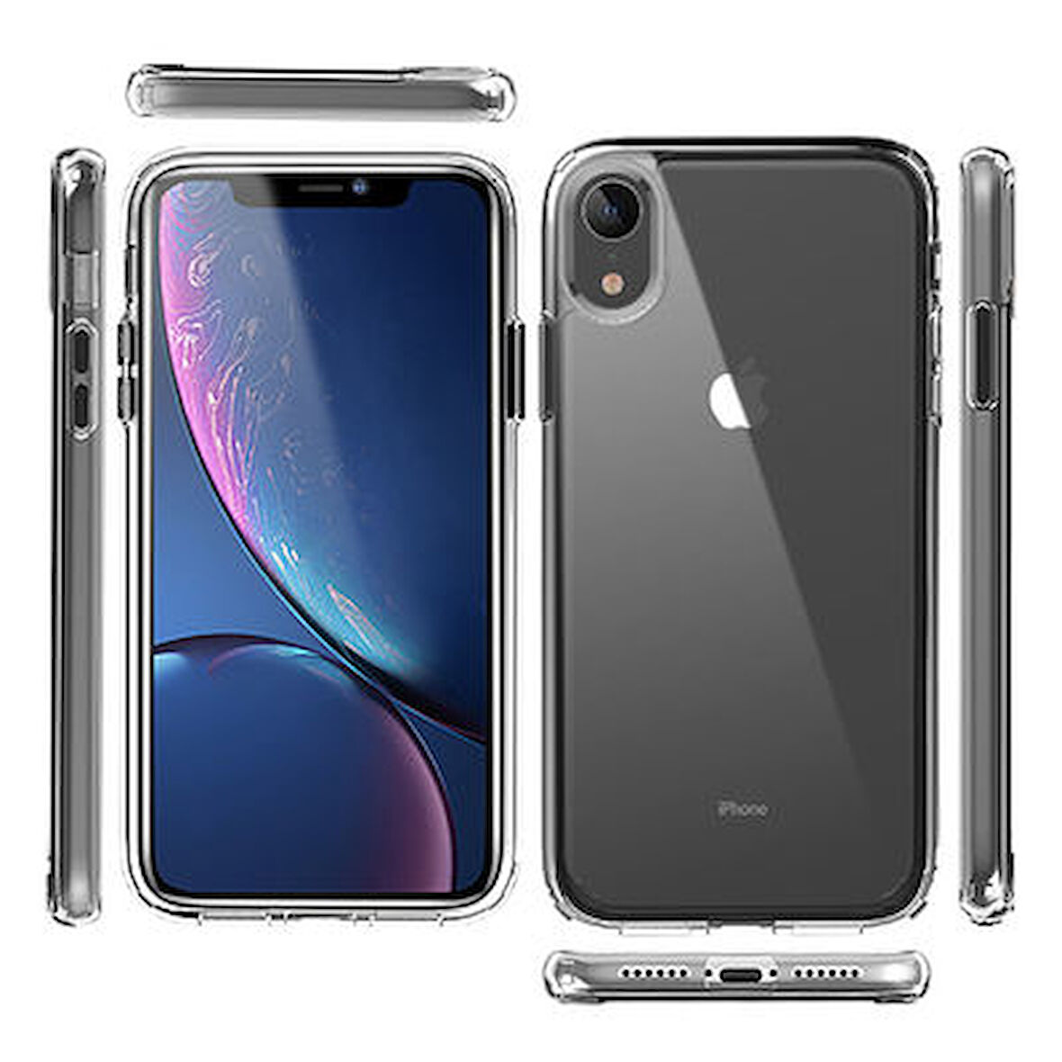 iPhone XR Tam Koruma Sağlayan Sert ve Şeffaf Coss Premium Silikon Kılıf