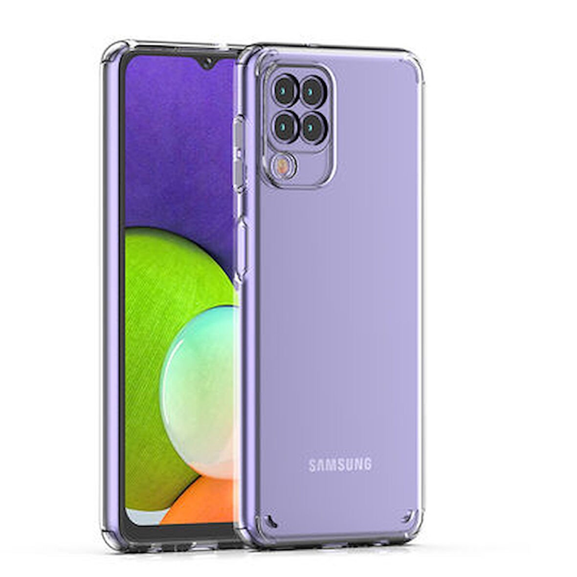 Samsung Galaxy A22 4G Tam Koruma Sağlayan Sert ve Şeffaf Coss Premium Silikon Kılıf