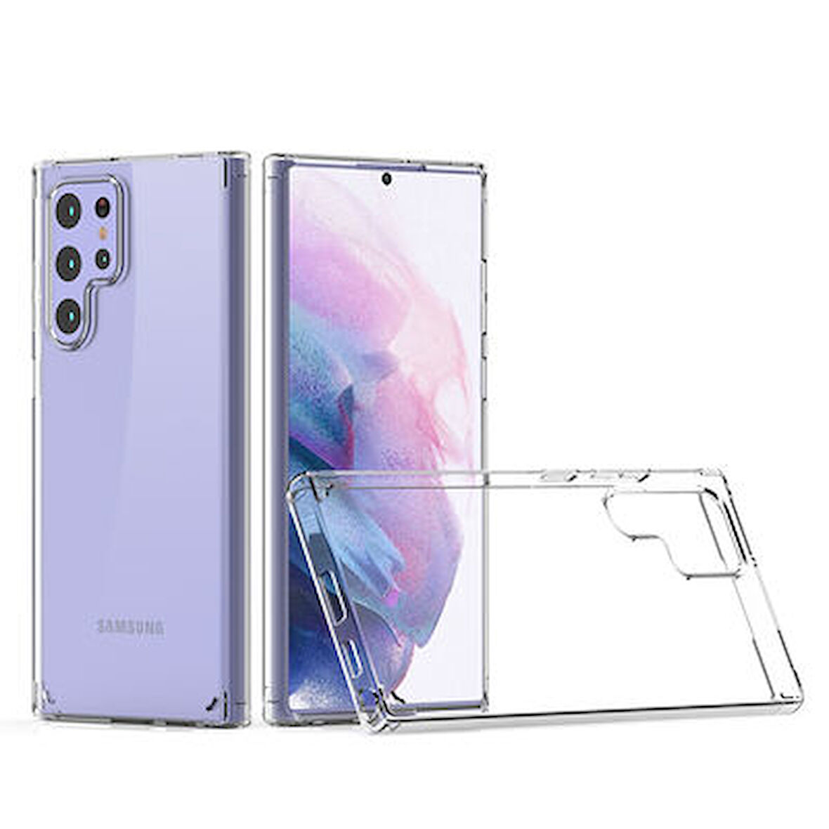 Samsung Galaxy S22 Ultra Tam Koruma Sağlayan Sert ve Şeffaf Coss Premium Silikon Kılıf