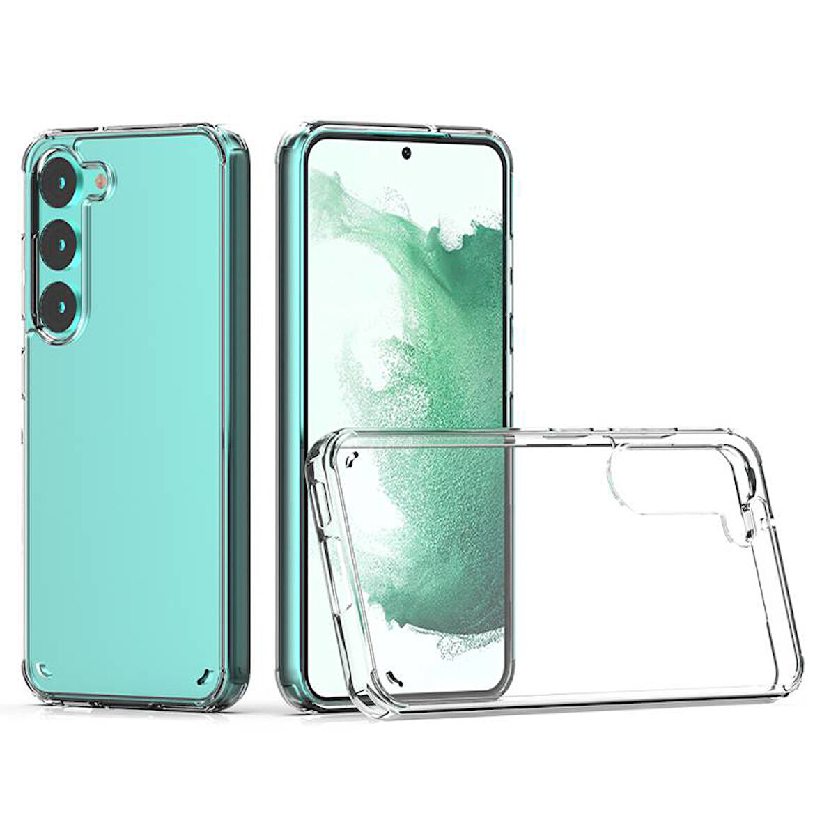 Samsung Galaxy S23 Plus Tam Koruma Sağlayan Sert ve Şeffaf Coss Premium Silikon Kılıf
