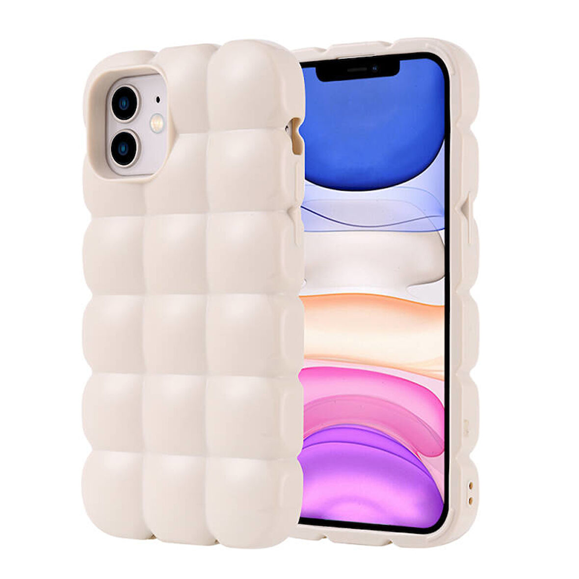 iPhone 11 Kılıf Kabarcık Tasarımlı Esnek Parlak Dom Dom Silikon Kapak