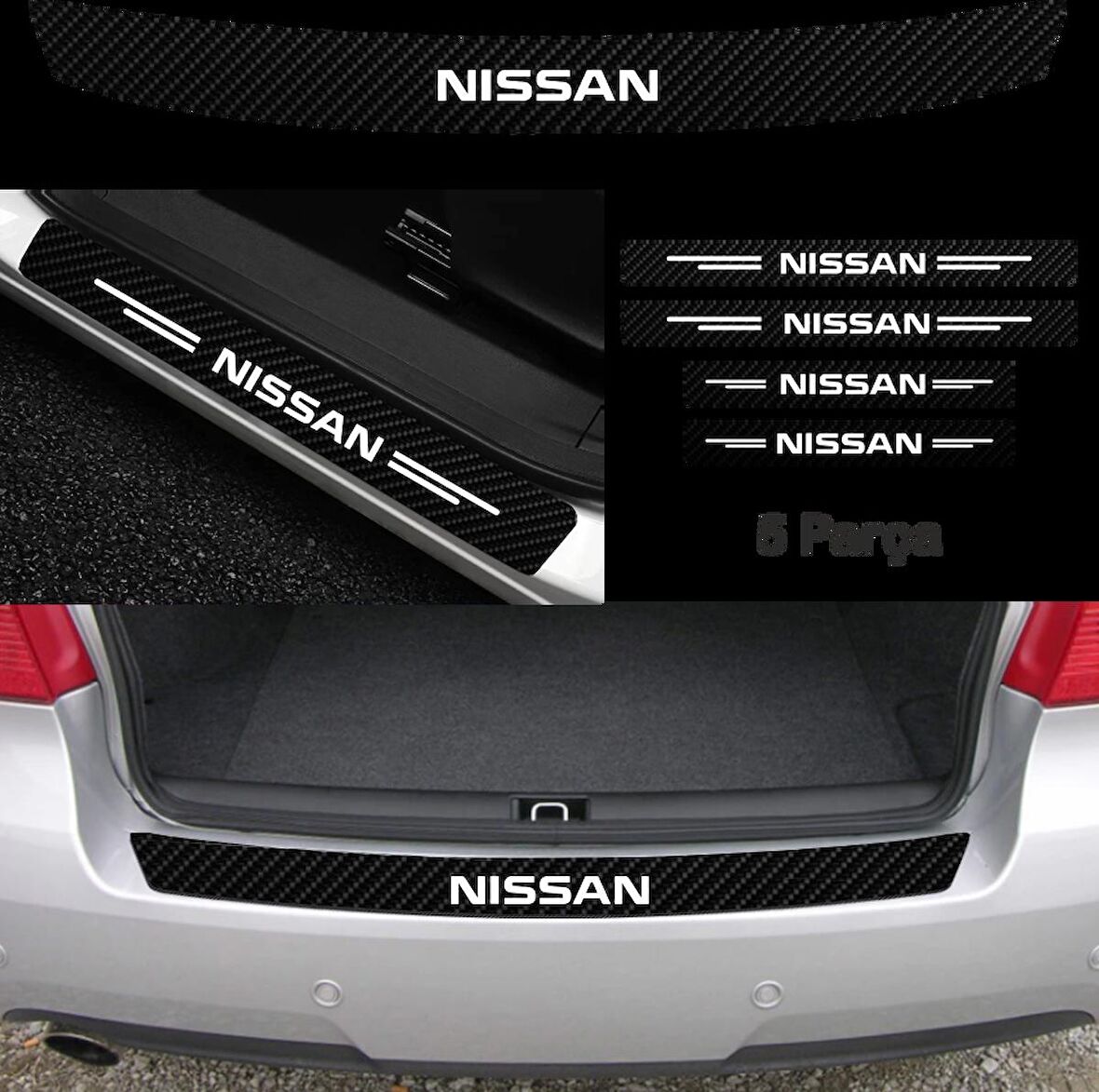 Nissan Qashqai İçin Uyumlu Aksesuar Oto Bağaj Ve Kapı Eşiği Sticker Set Karbon