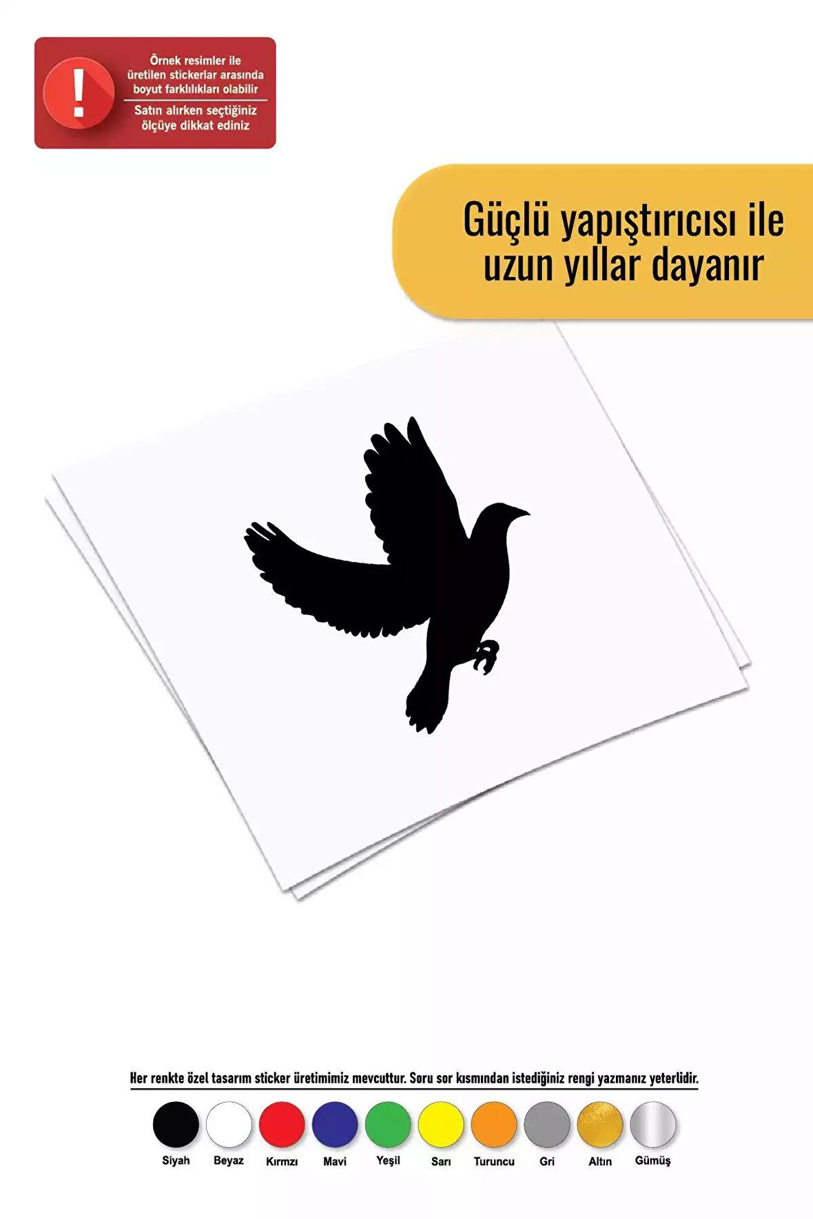 Uçan Güvercin Sticker Oto Motor Laptop Duvar Folyo Sticker 20x24 cm