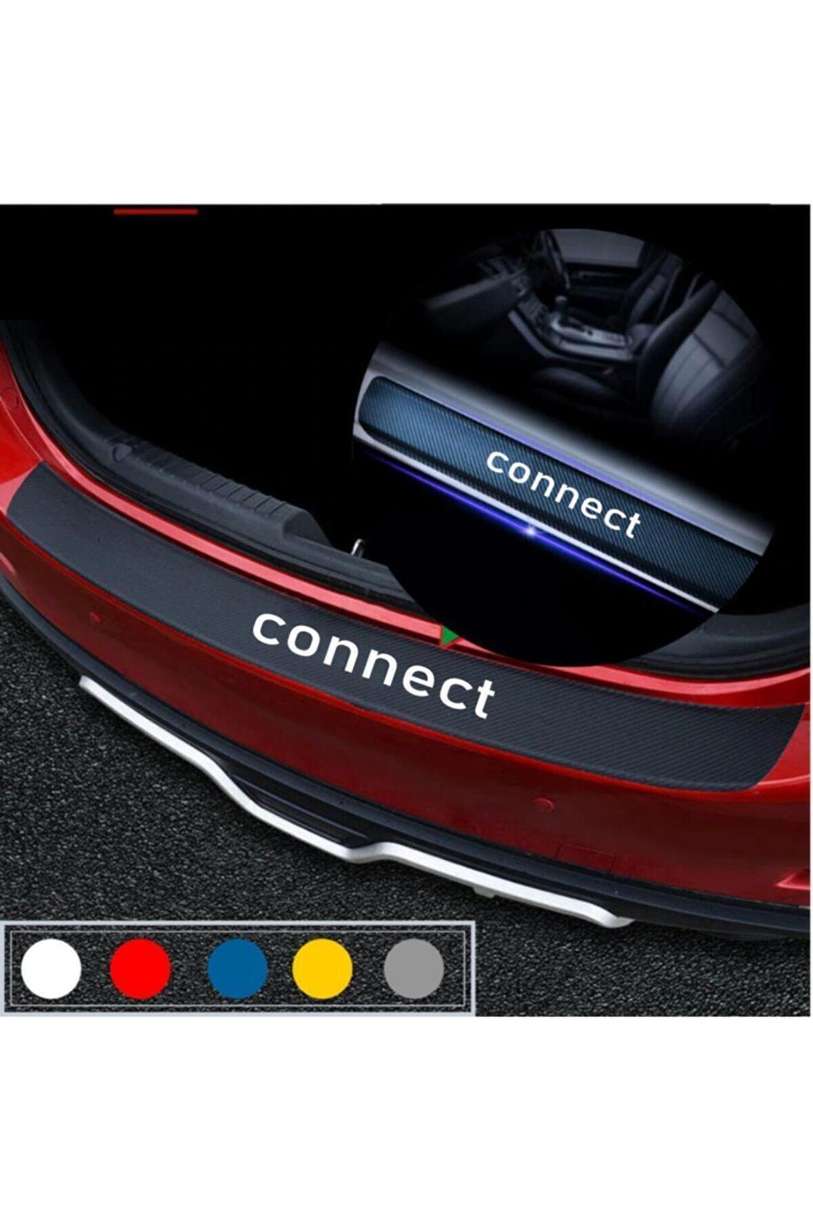 Ford Connect İçin Uyumlu Aksesuar Oto Bagaj Ve Kapı Eşiği Sticker Seti Karbon