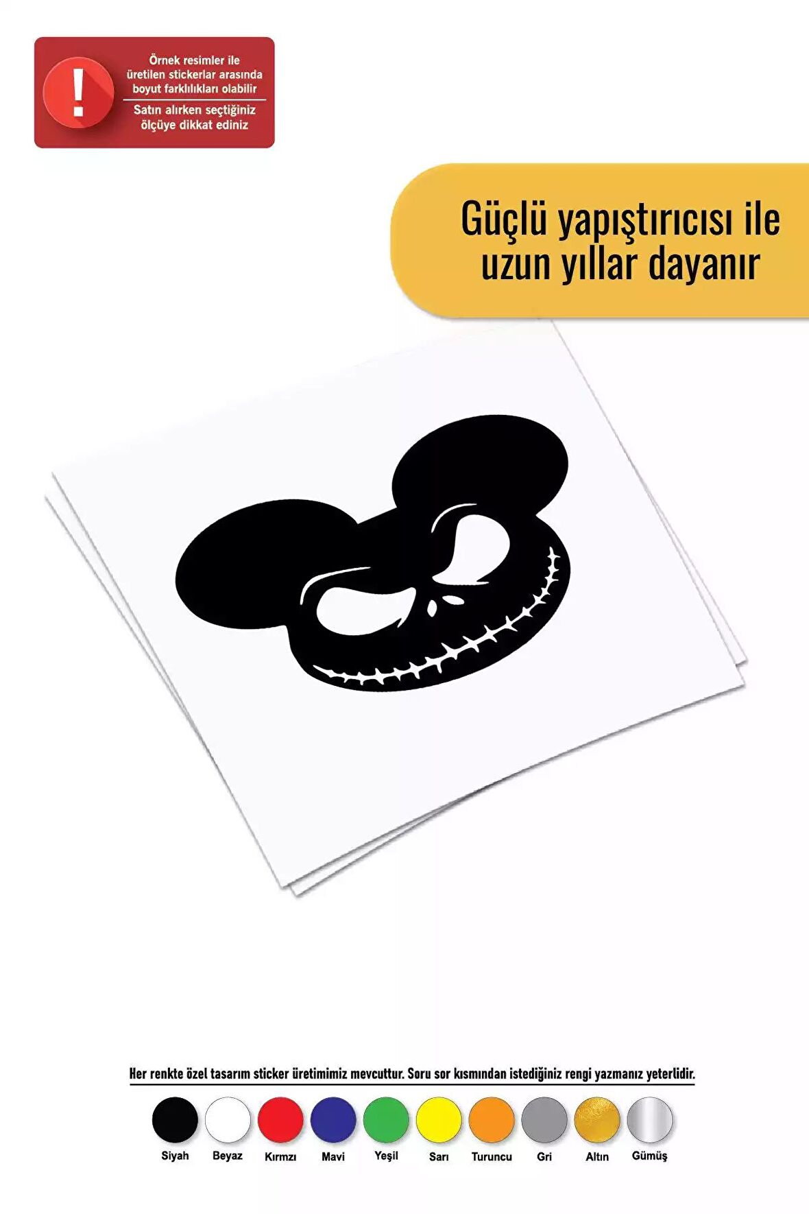 Cadılar Bayramı Mickey Sticker Oto Motor Laptop Duvar Folyo Sticker 80x72 cm