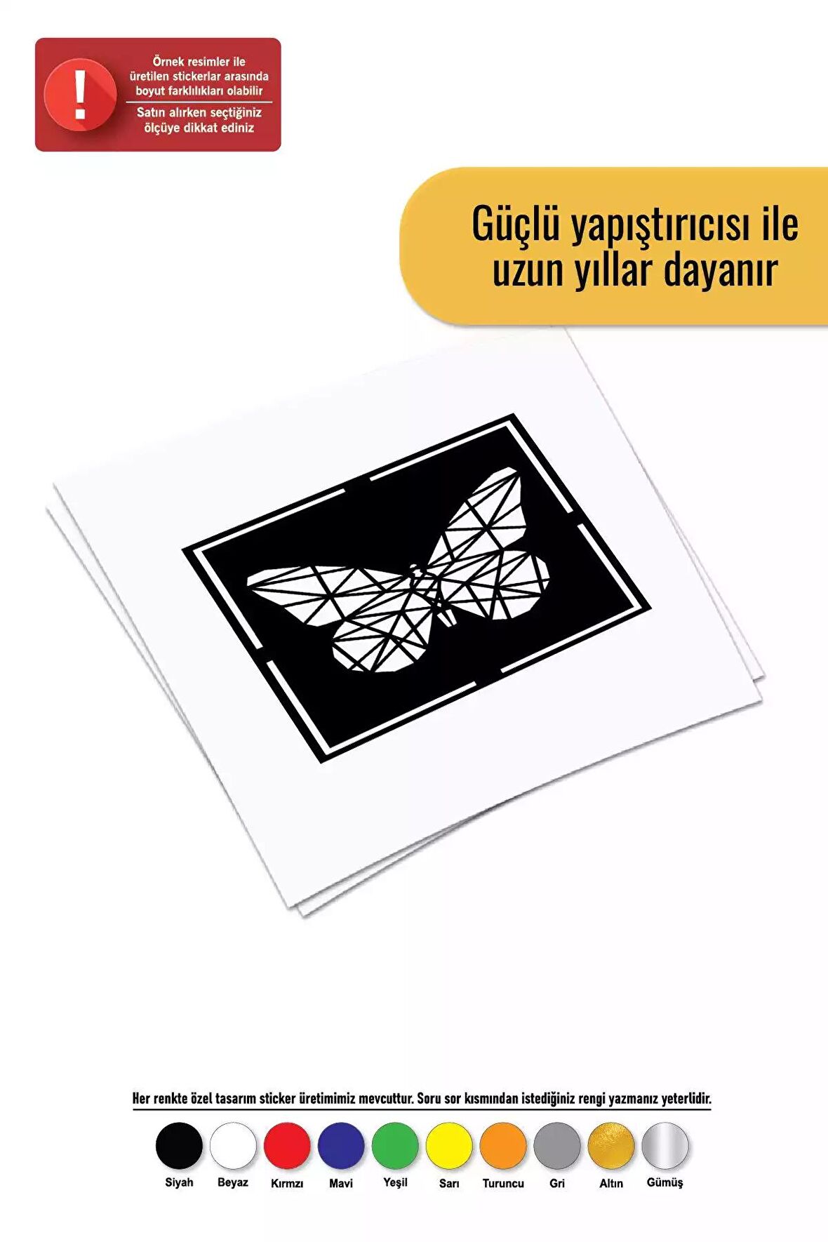 Geometrik Kelebek Sticker Oto Motor Laptop Duvar Folyo Sticker 40x40 cm