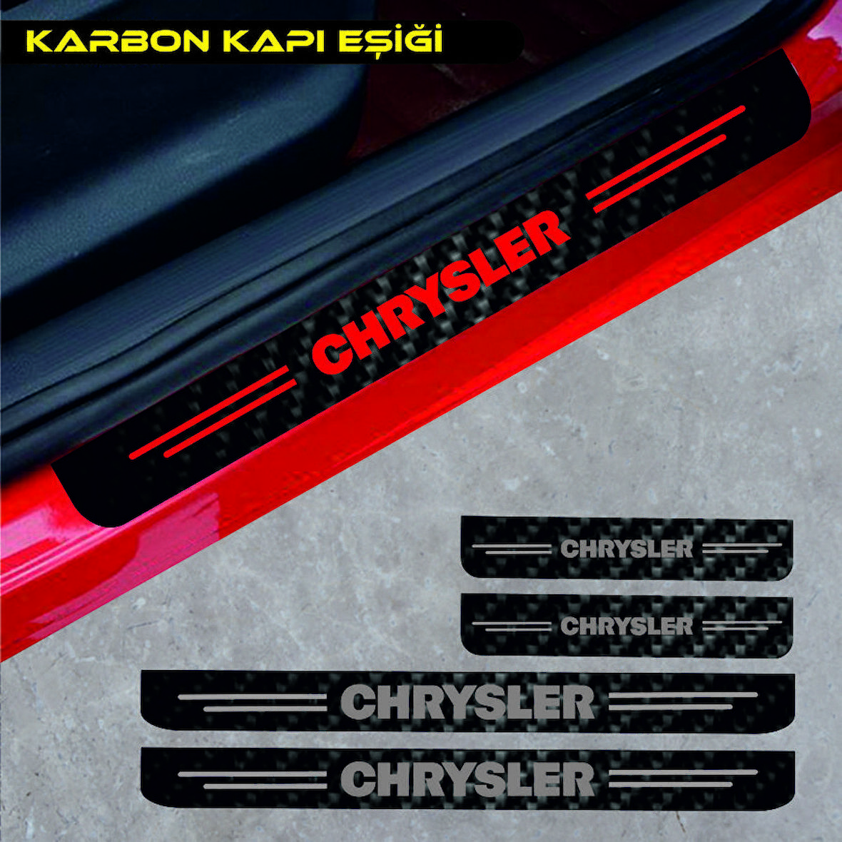 Chrysler Pacifica İçin Uyumlu Aksesuar Oto Kapı Eşiği Sticker Karbon 4 Adet