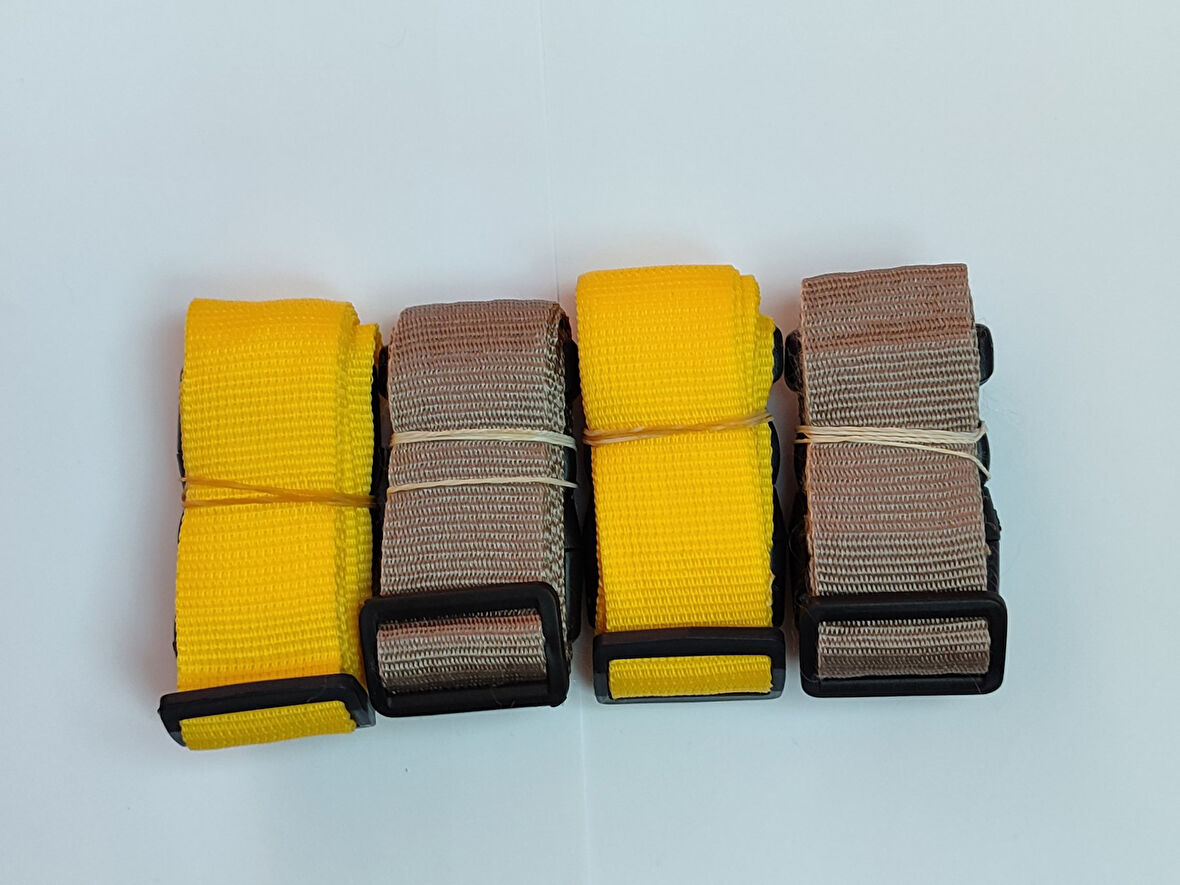 2 Adet Sarı 2 Adet  Bej Valiz Kemeri 4 Cm Toplam 4 Adet
