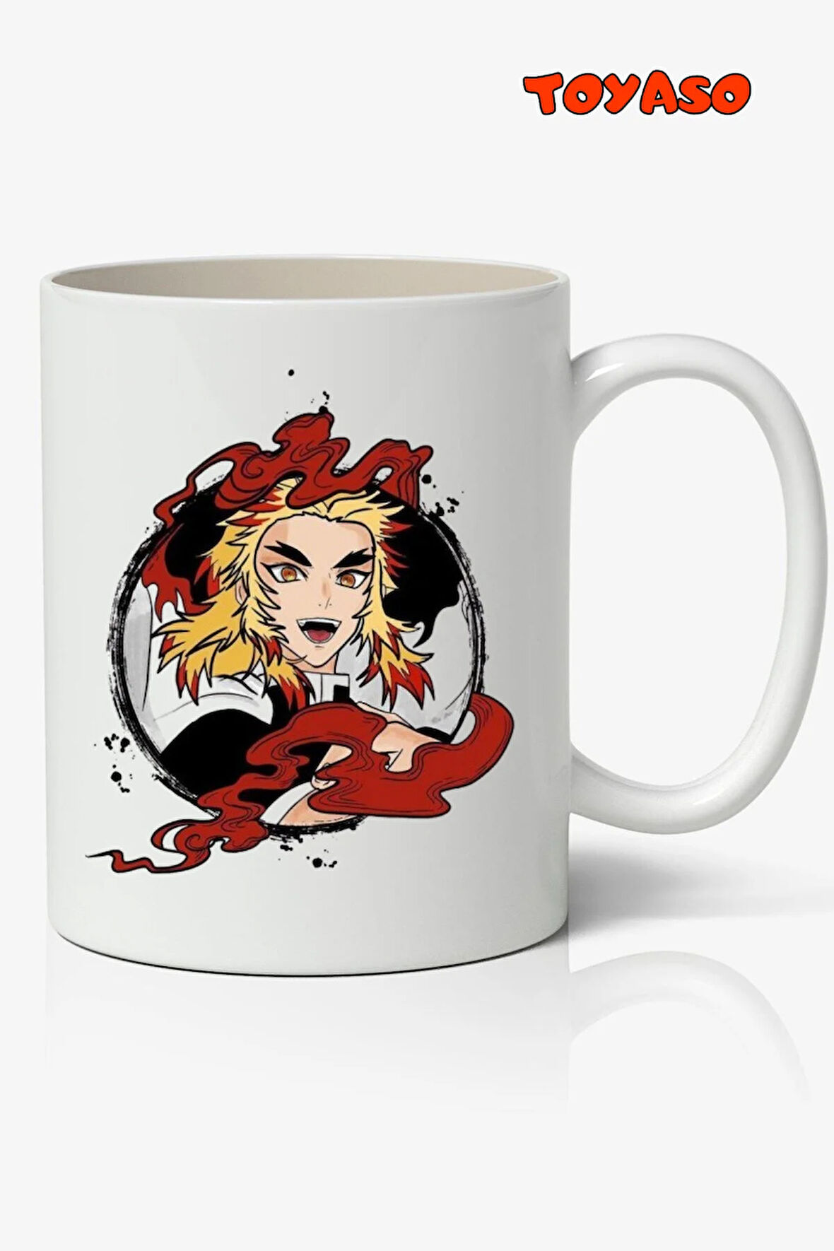 Demon Slayer İblis Keser Rengoku Anime Temalı Beyaz Kupa Bardak Sevgiliye Arkadaşa Hediye