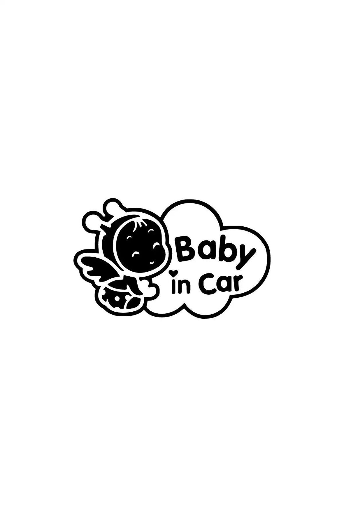 Baby in Car Melek Oto Sticker Siyah 15 x 9 cm