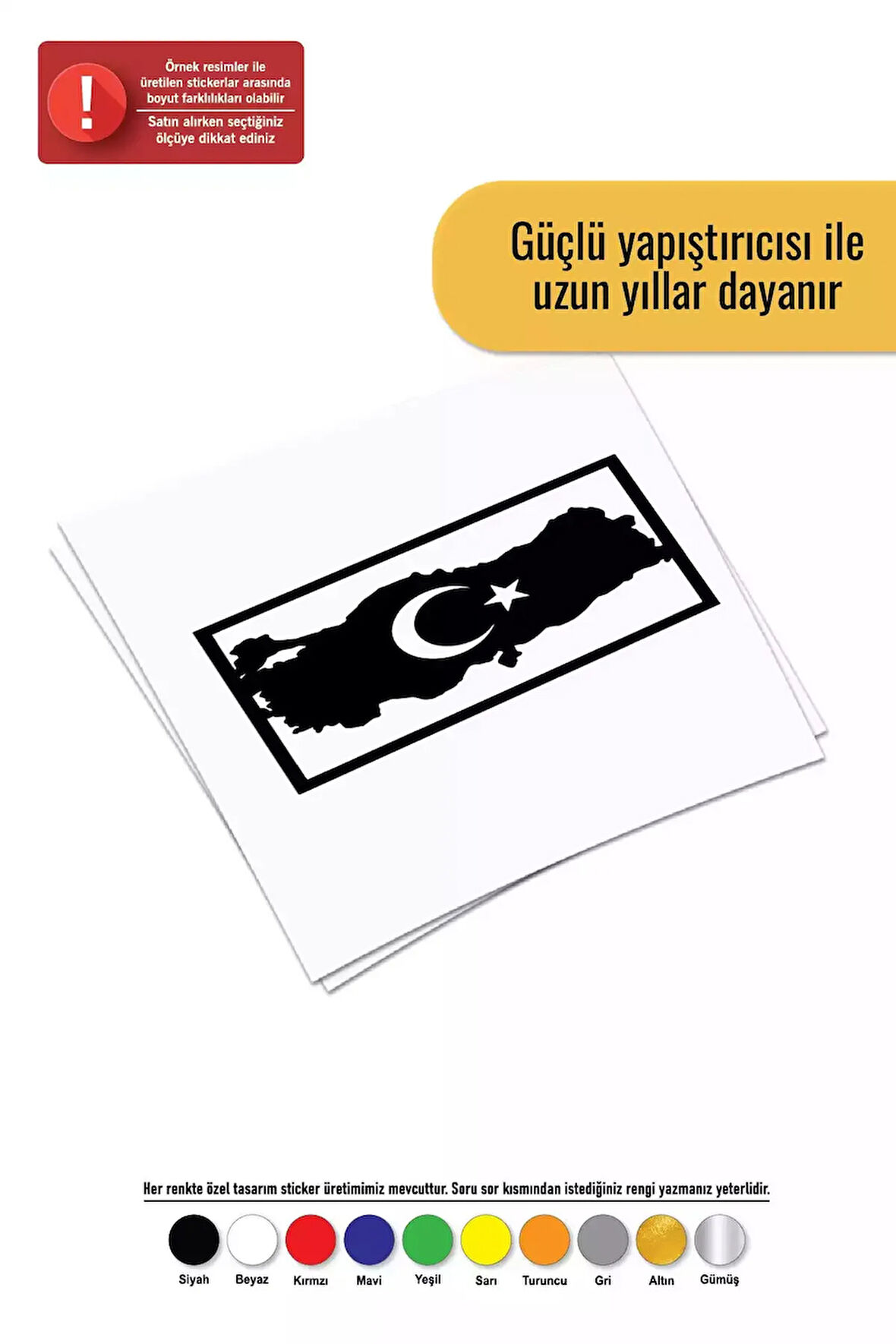 Türkiye Haritası Sticker Oto Motor Laptop Duvar Folyo Sticker 30 X 18 Cm