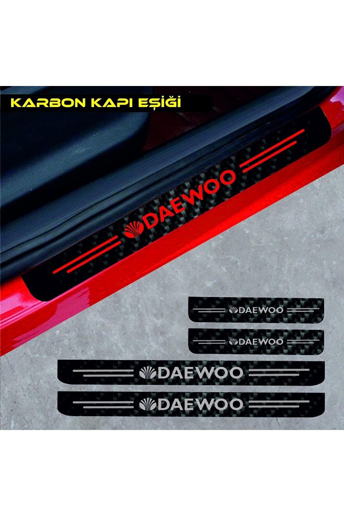 Özel Tasarım Daewoo Espero Karbon Kapı Eşiği Oto Sticker 4 Adet