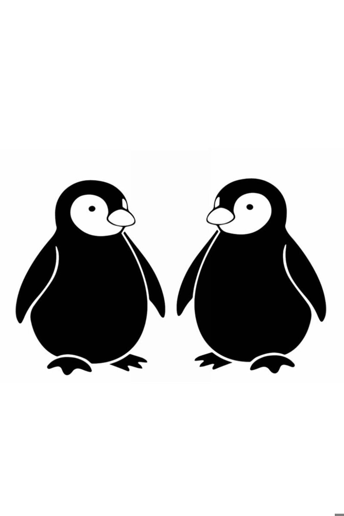 Sevimli Penguen Oto Motor Laptop Duvar Folyo Sticker 60 x 36