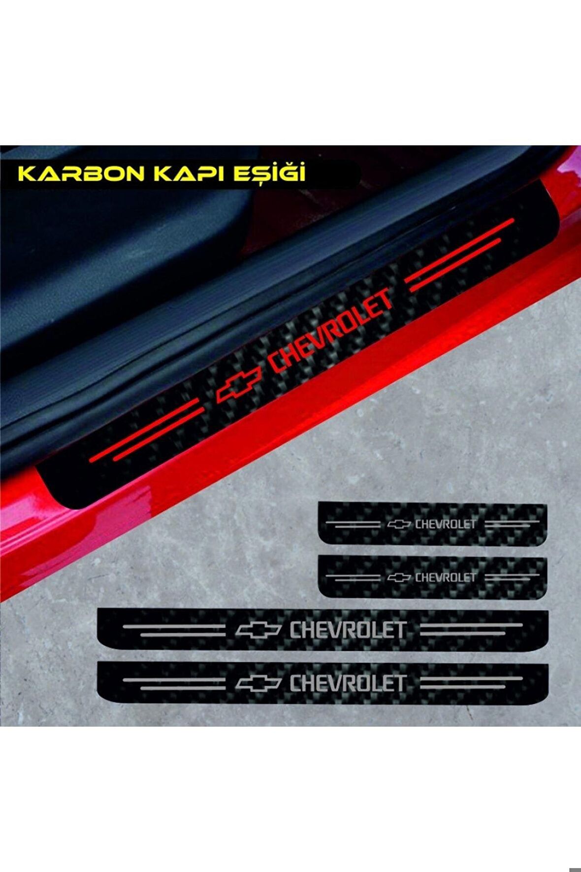 Özel Tasarım Chevrolet Evanda Karbon Kapı Eşiği Oto Sticker 4 Adet