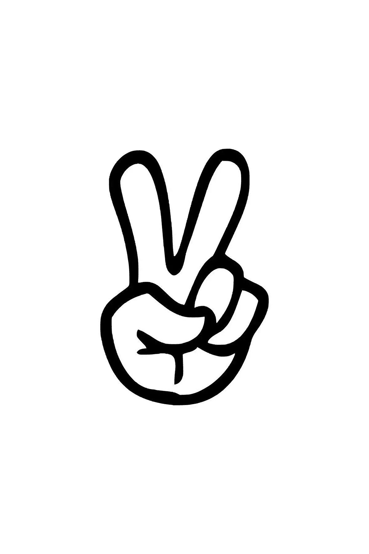 Barış İşareti Peace Oto Sticker Siyah 10 x 15 cm