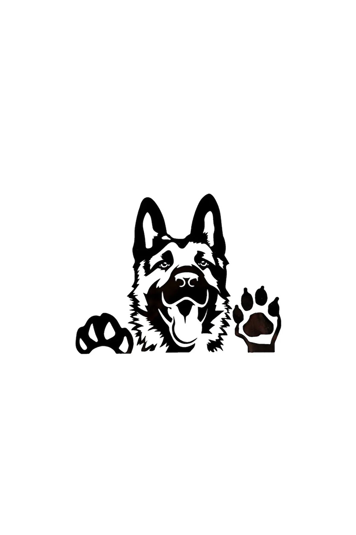 Camdan Bakan Kurt Köpeği Tasarım Sticker (Oto-Motor-Laptop-Duvar-Dekor) 20 x 18 cm