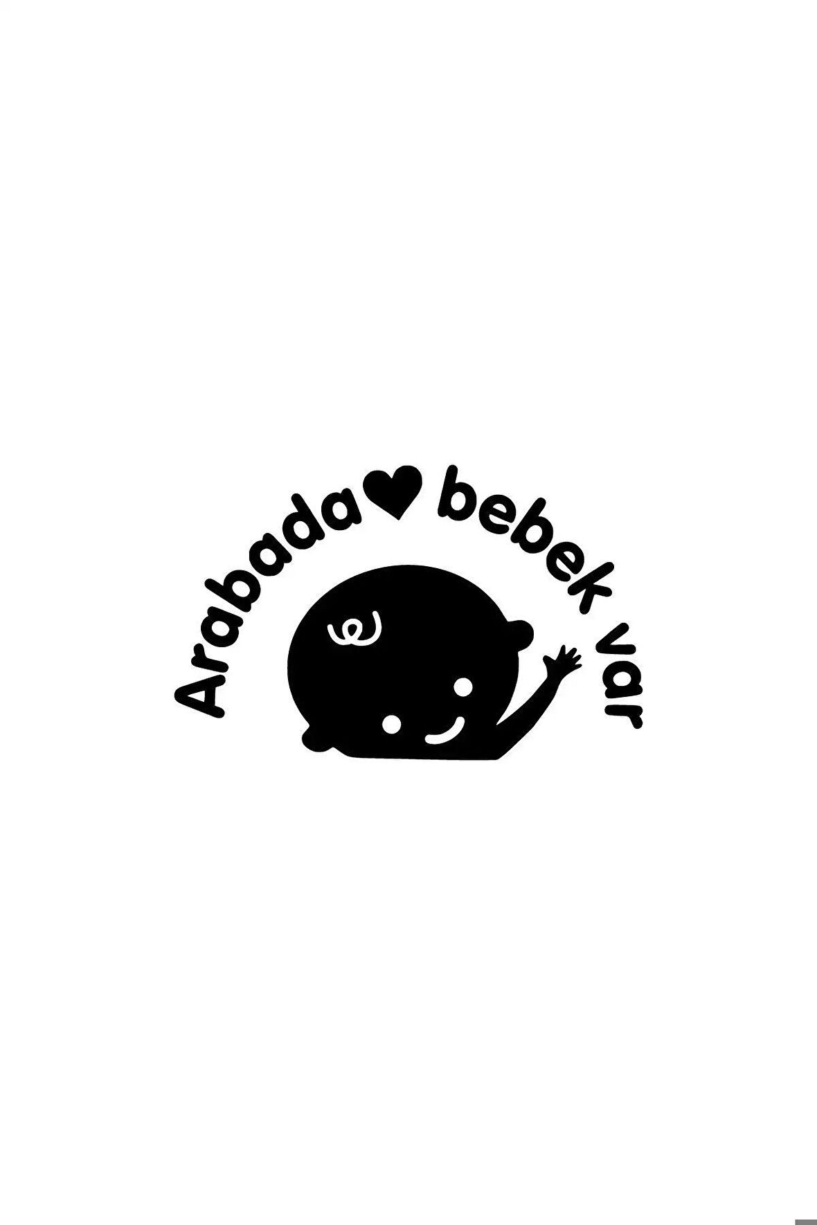 Arabada Bebek var Oto Sticker Siyah 15 x 9 cm