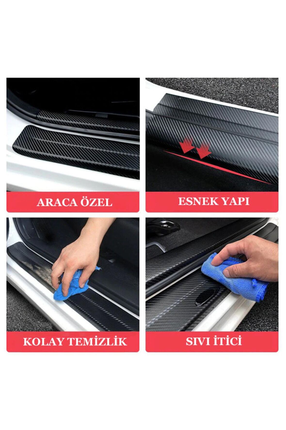 Özel Tasarım Mazda 626 Karbon Kapı Eşiği Oto Sticker 4 Adet