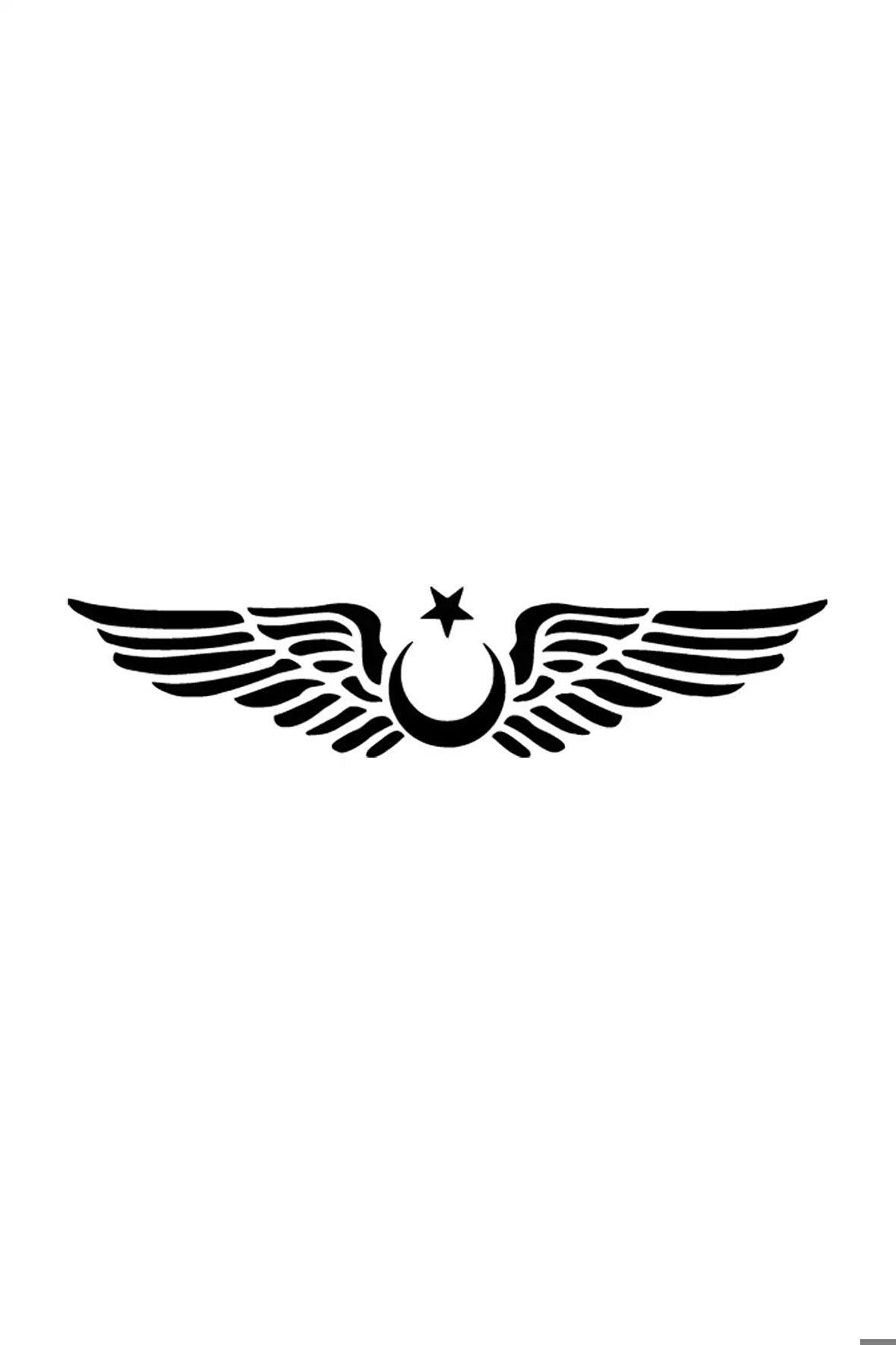 Kanatlı Ay Yıldız Oto Sticker Siyah 25 x 5 cm