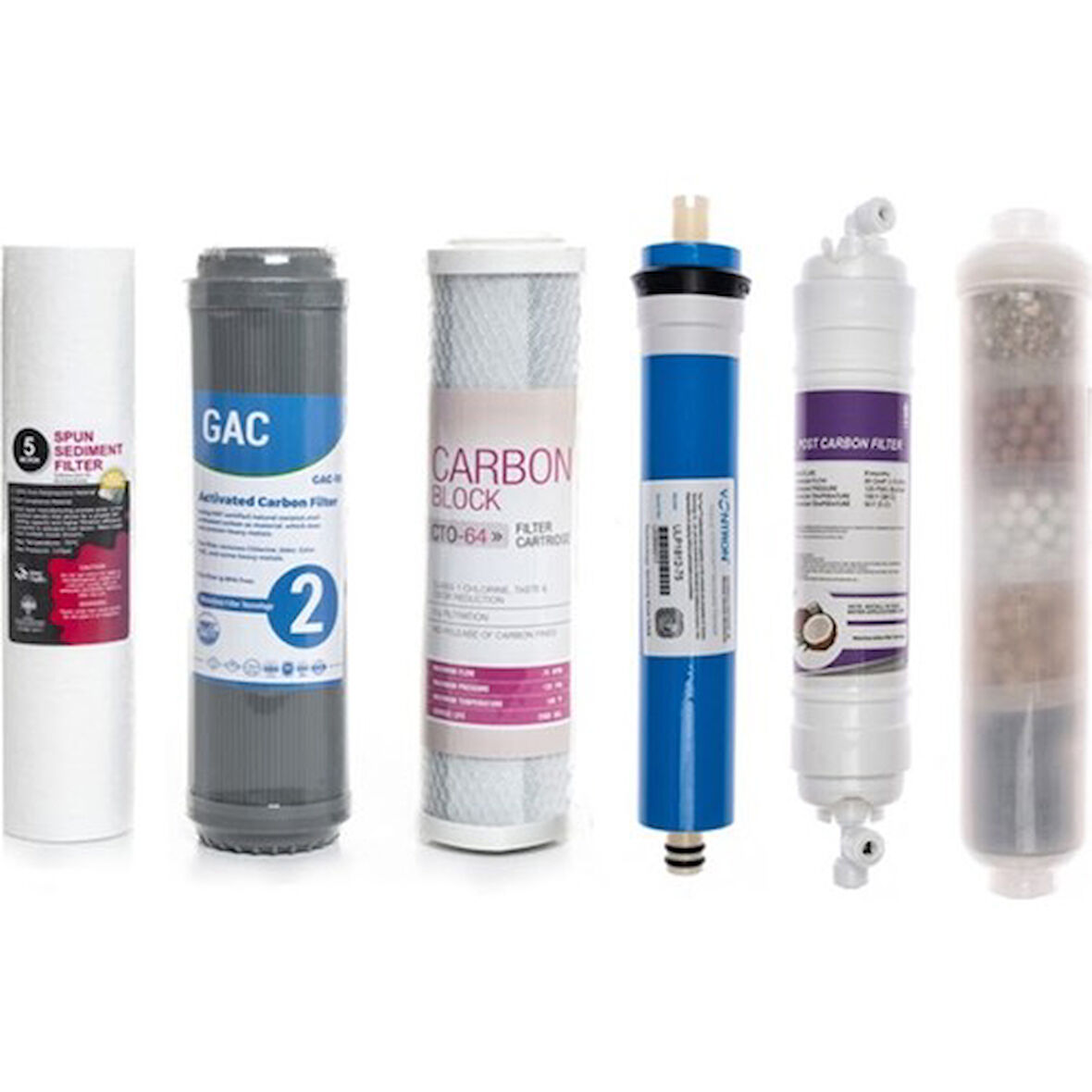 Açık Kasa Su Arıtma Cihazı 6'lı Filtre Seti 10 Aşamalı Vontron Membran (4'lü Mineral Filtre)