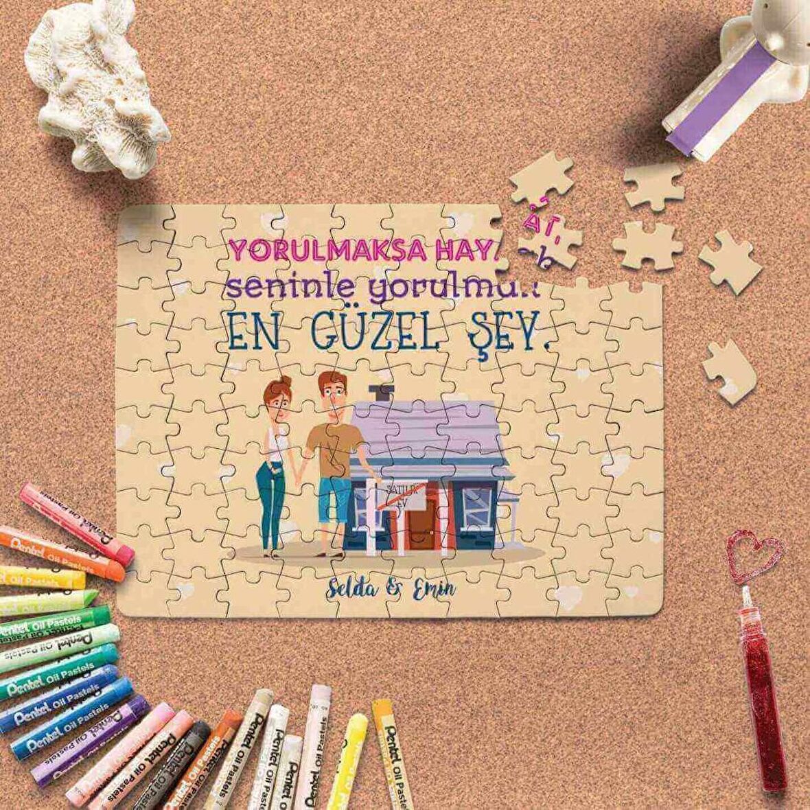Kişiye Özel Romantik Tasarımlı Puzzle -P8