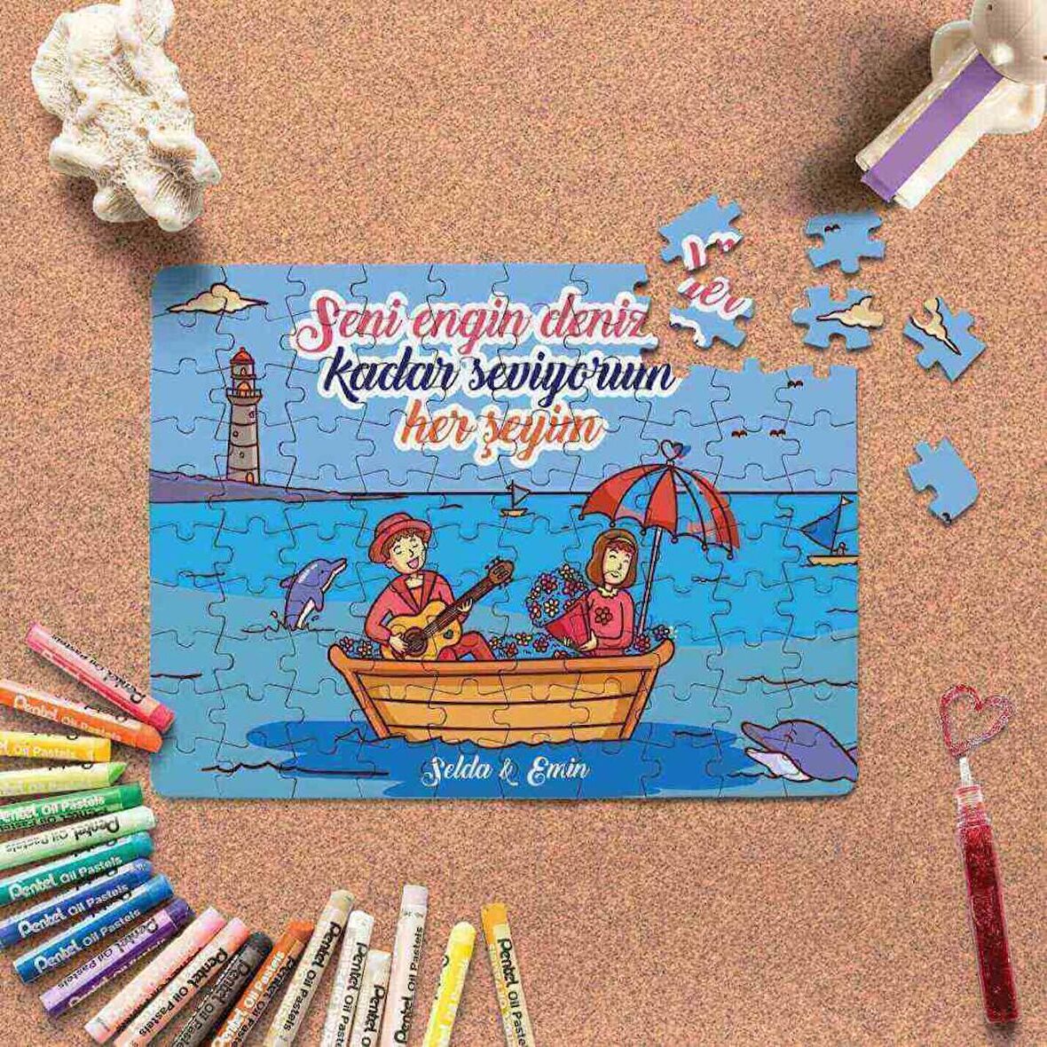 Kişiye Özel Romantik Tasarımlı Puzzle -P15