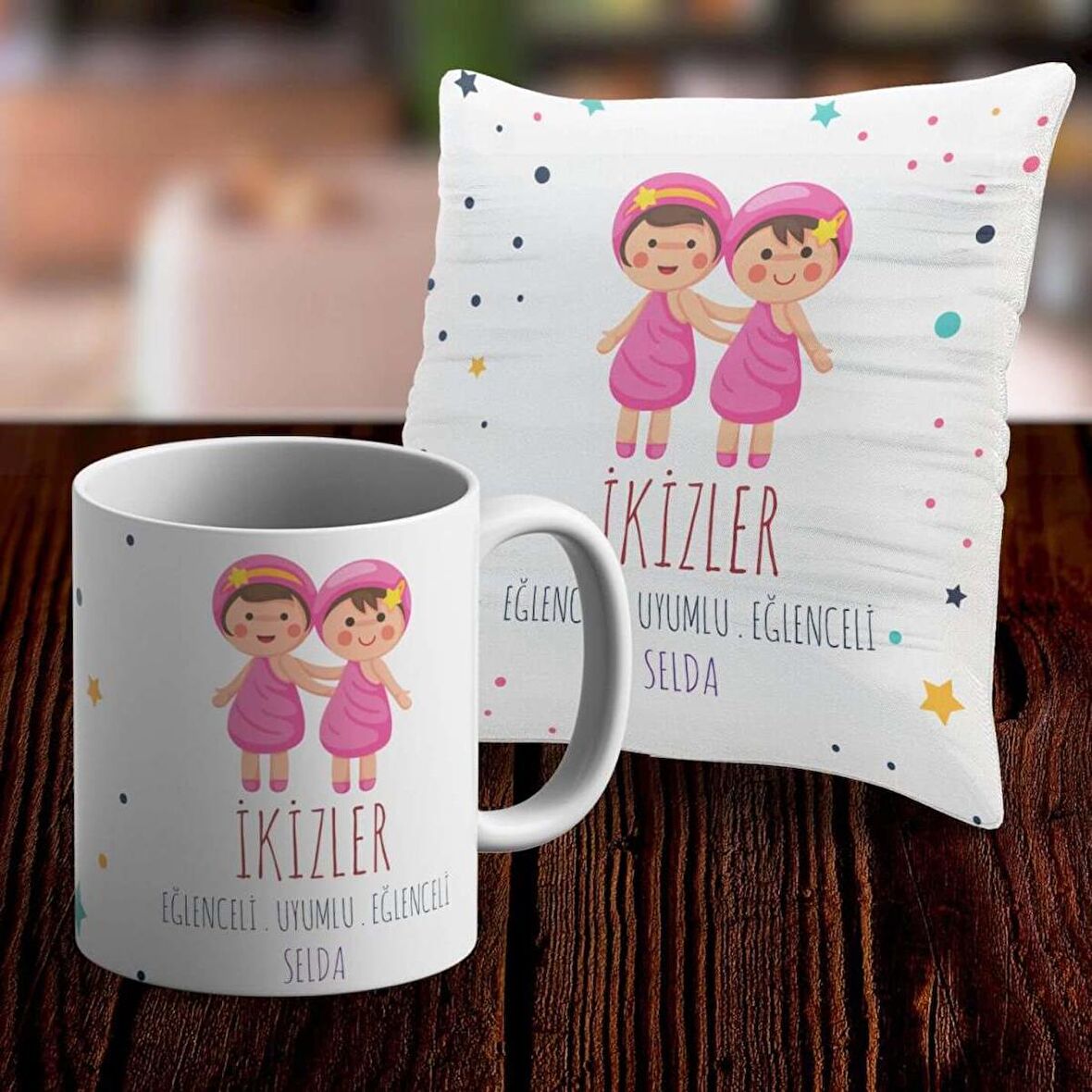 Kişiye Özel İkizler Burcu Temalı Kupa ve Yastık Kılıfı