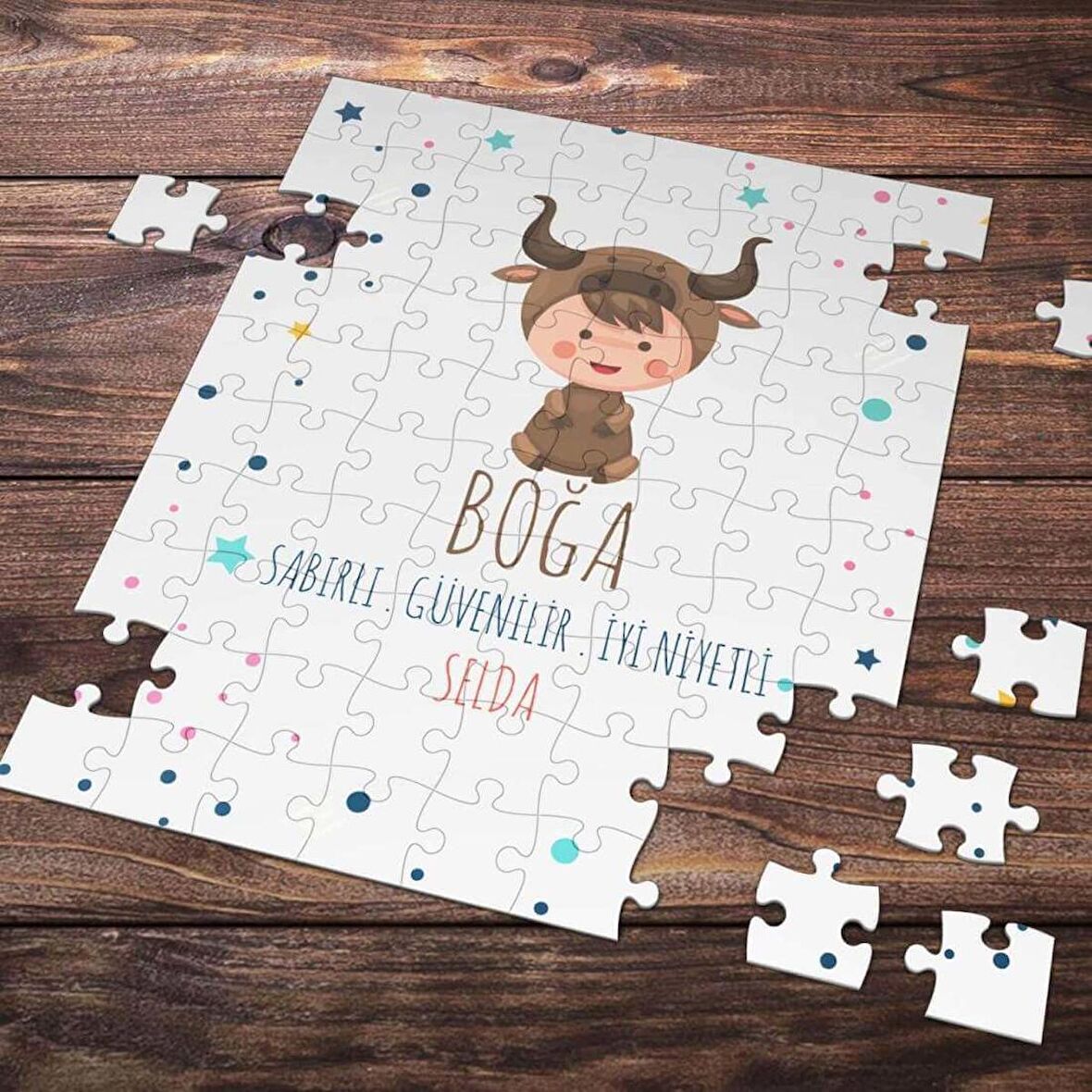 Kişiye Özel Boğa Burcu Tasarımlı Puzzle