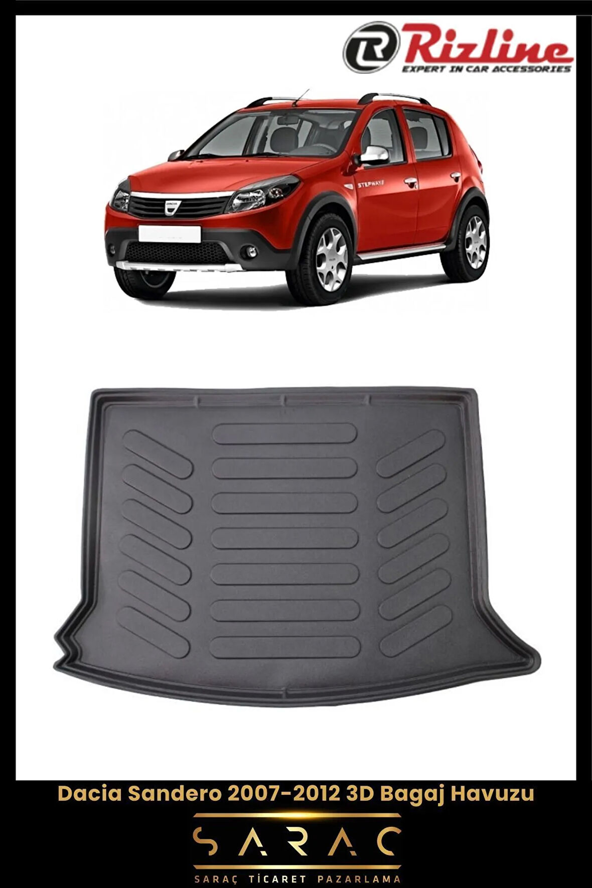 Rizline Dacia Sandero 2012 Model(Eski Kasa) 3D Bagaj Havuzu