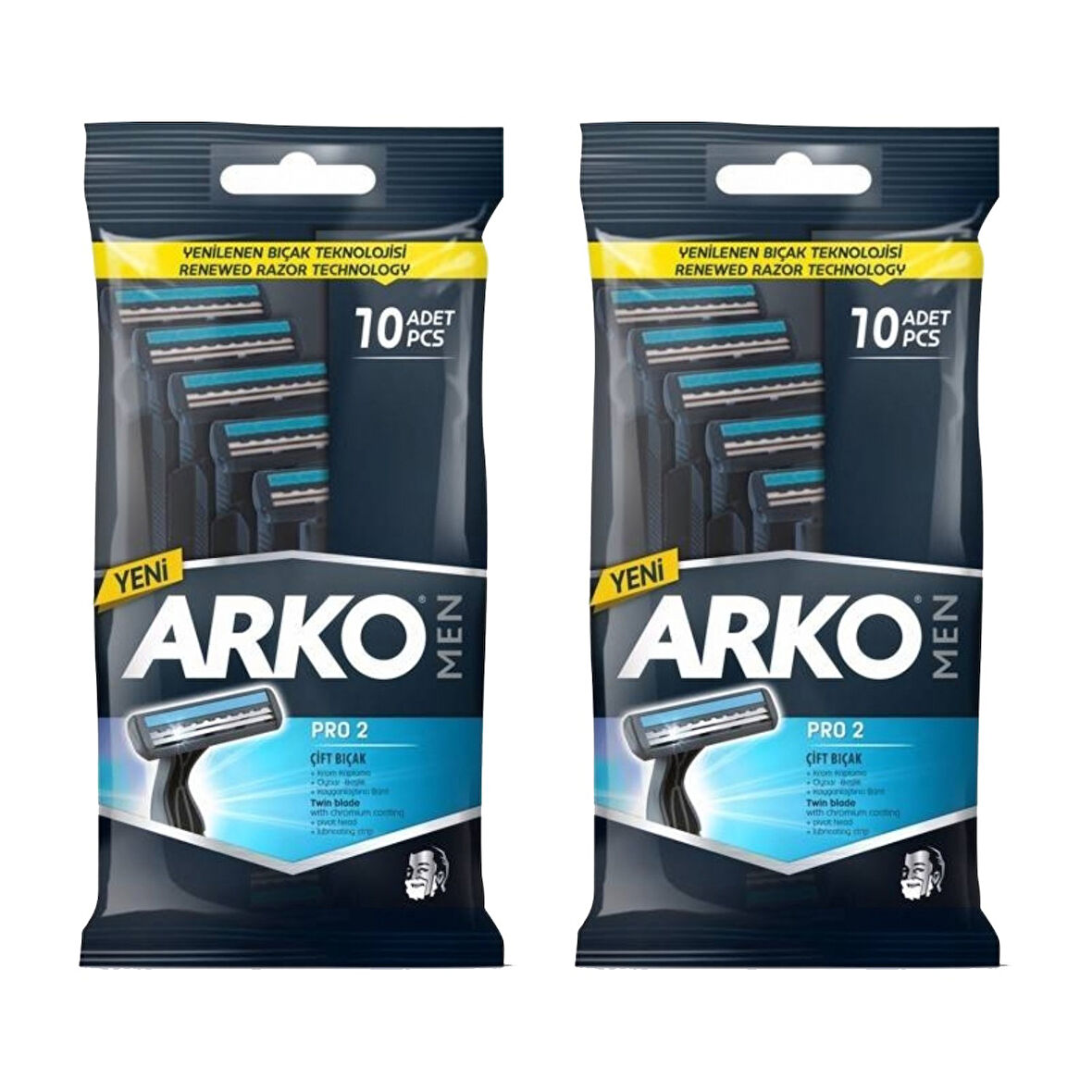 Arko Men Tek Bıçaklı 10 lu Tıraş Bıçağı x 2 Paket