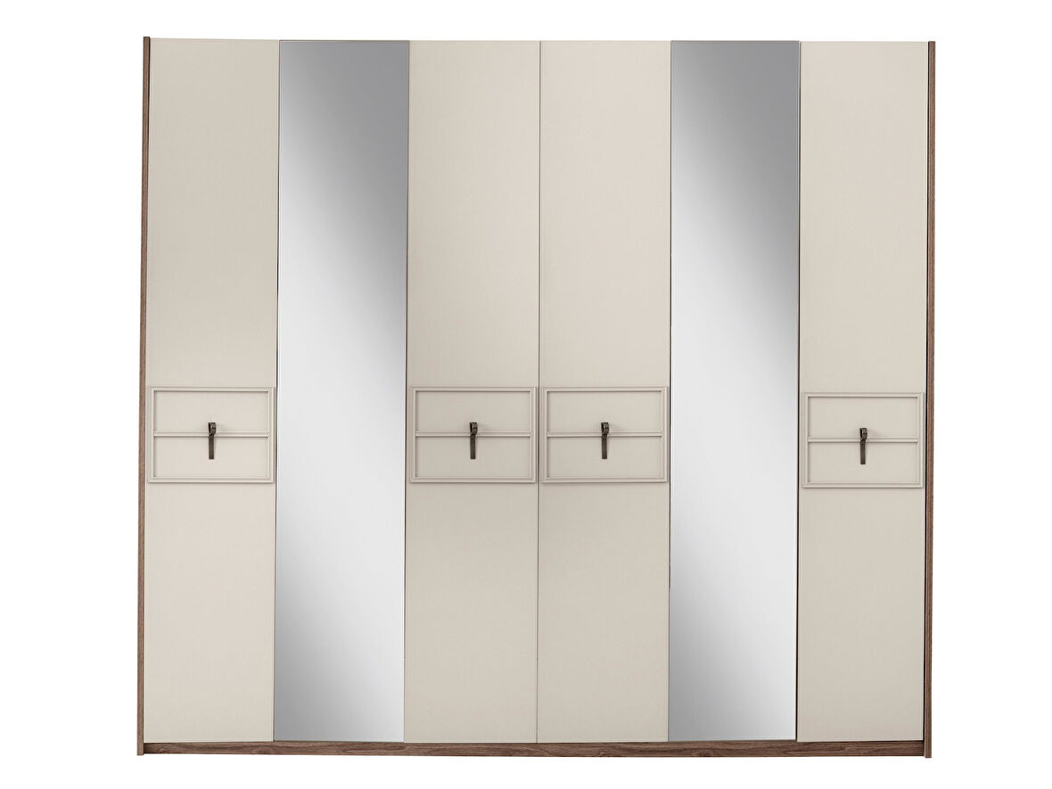 Ay Işığı 6 Kapaklı Aynalı Elbise Dolabı Gardrop 237x60x214 