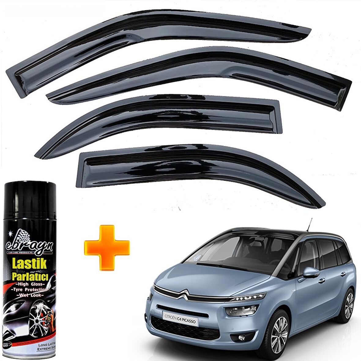 C4 Grand Picasso 7 Koltuk Mügen Cam Rüzgarlığı 2007-2012 Arası 4 Lü Takım +500ml Lastik Parlatıcı