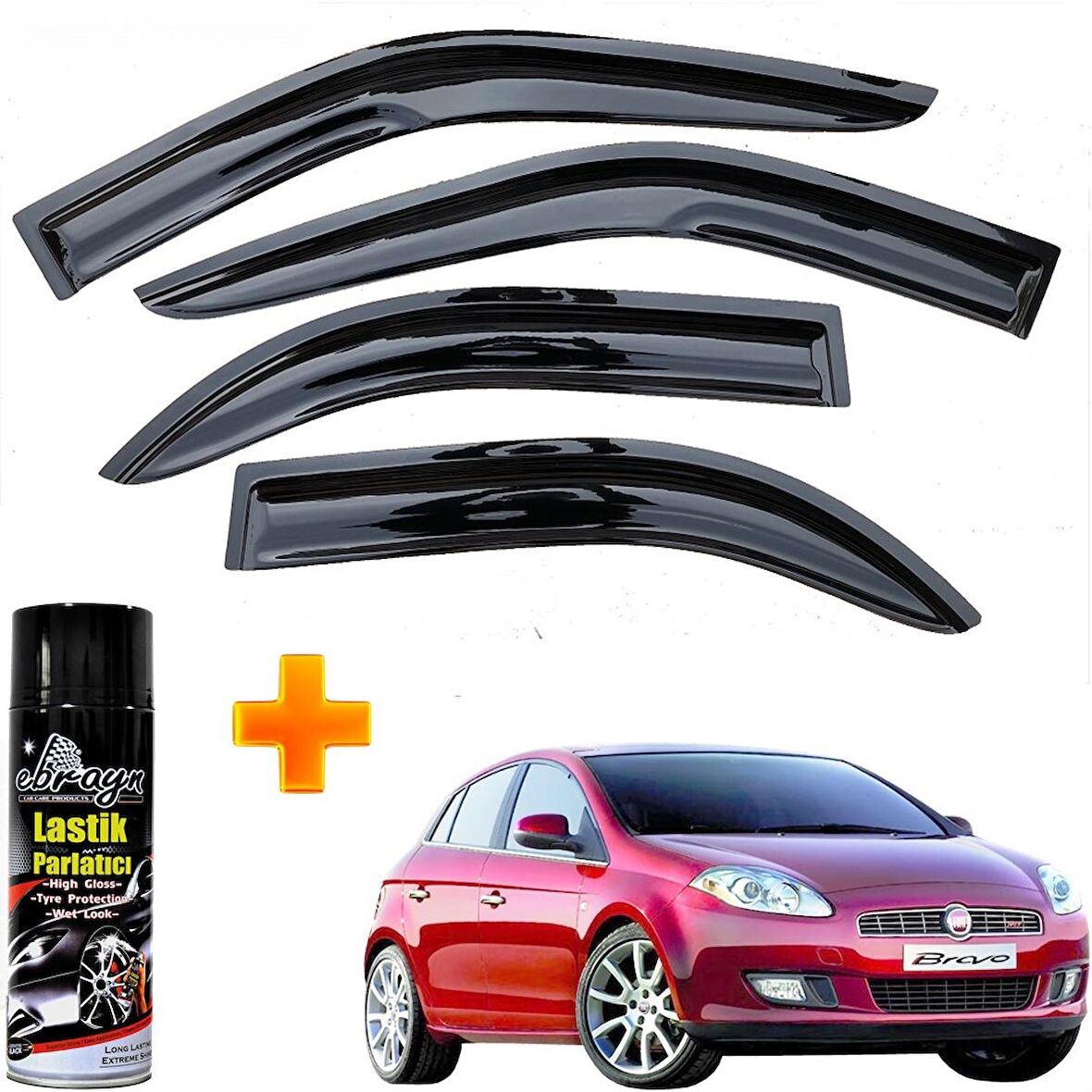 Fiat Bravo Mügen Cam Rüzgarlığı 2008 Sonrası 4 Lü Takım +500ml Lastik Parlatıcı