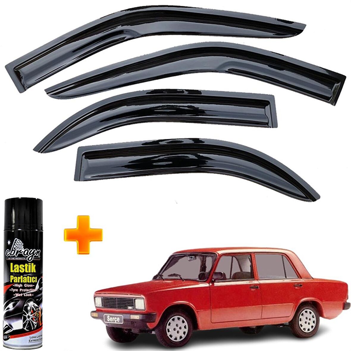 Fiat Serçe Mügen Cam Rüzgarlığı Tüm Kasalara Uyumlu 4 Lü Takım +500ml Lastik Parlatıcı