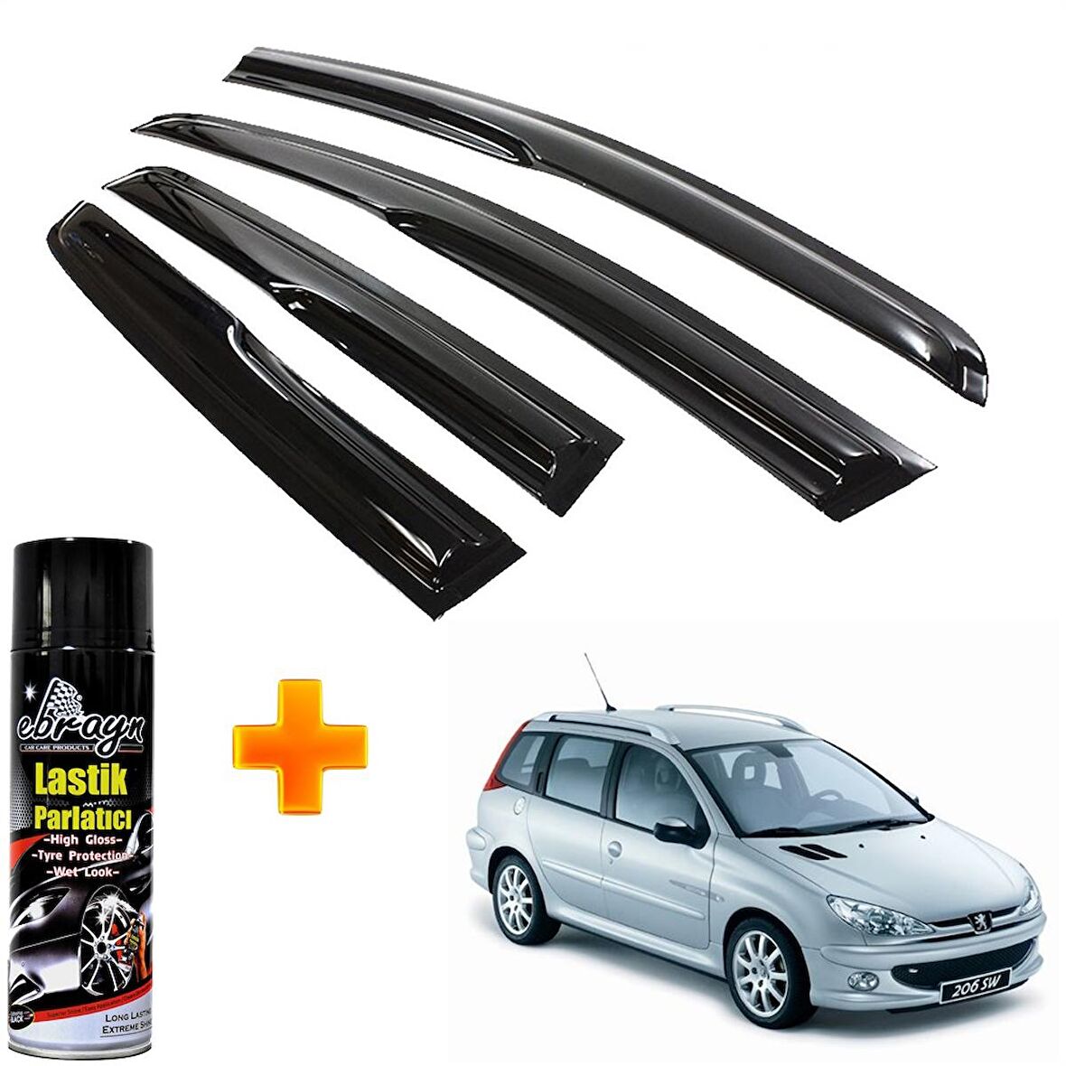 Peugeot 206 Mügen Cam Rüzgarlığı Stw Kasa 1998-2012 Arası 4 Lü Takım +500ml Lastik Parlatıcı