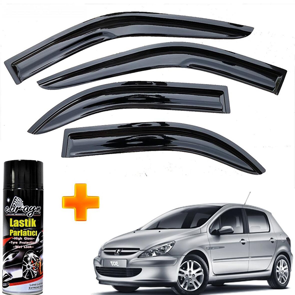 Peugeot 307 Mügen Cam Rüzgarlığı Hb 2001-2008 Arası 4 Lü Takım +500ml Lastik Parlatıcı