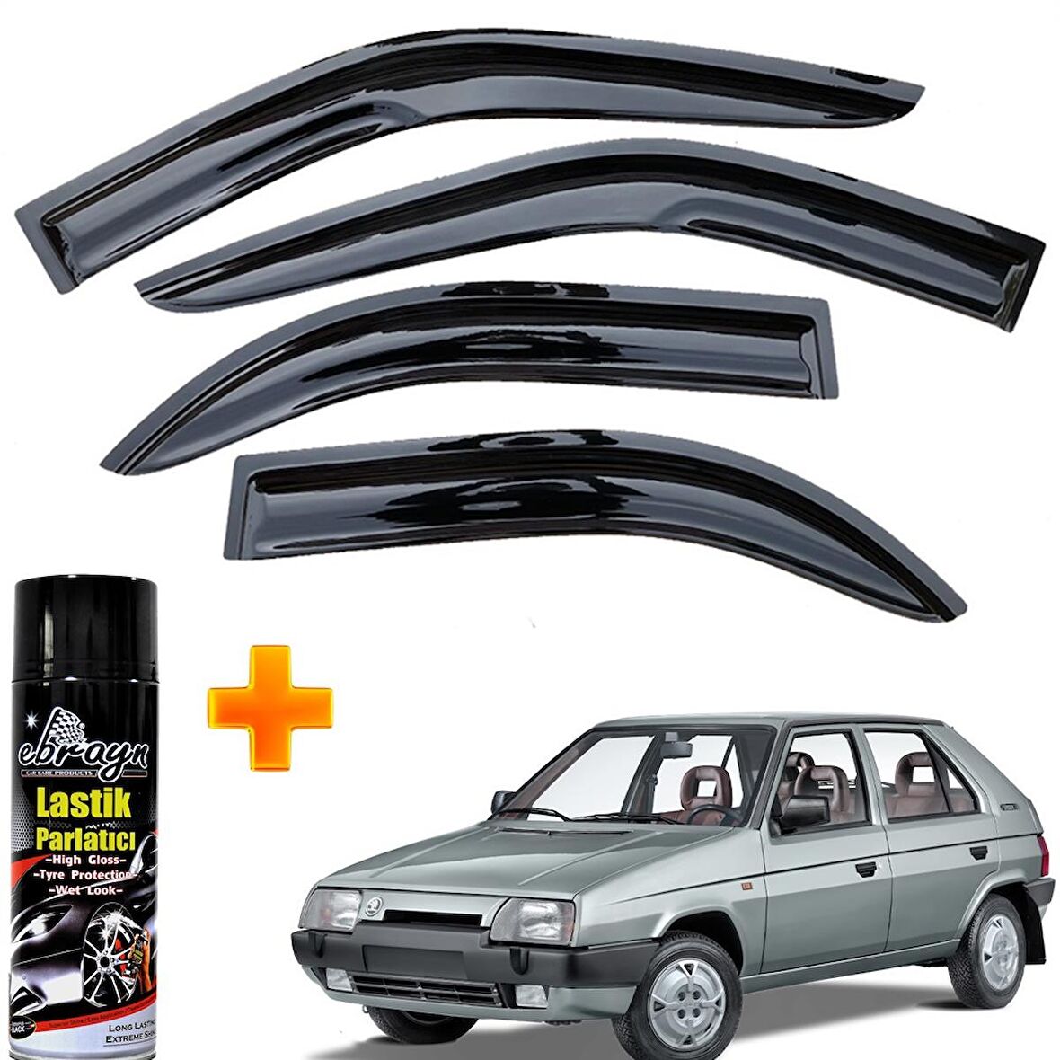 Skoda Favorit Mügen Cam Rüzgarlığı 1993 Sonrası 4 Lü Takım +500ml Lastik Parlatıcı