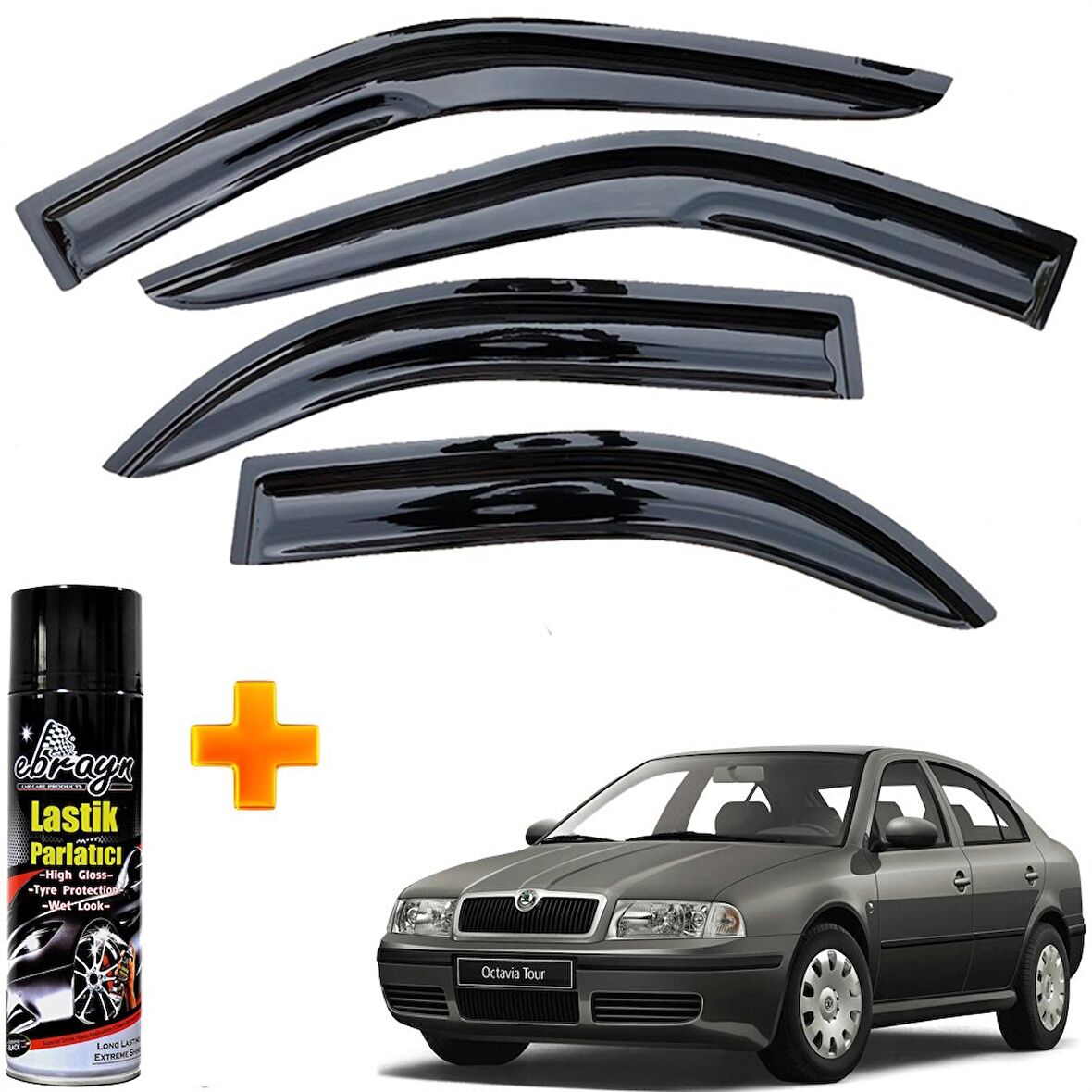 Skoda Octavia A4 Mügen Cam Rüzgarlığı 4lü 1996-2004 Arası Takım +500ml Lastik Parlatıcı